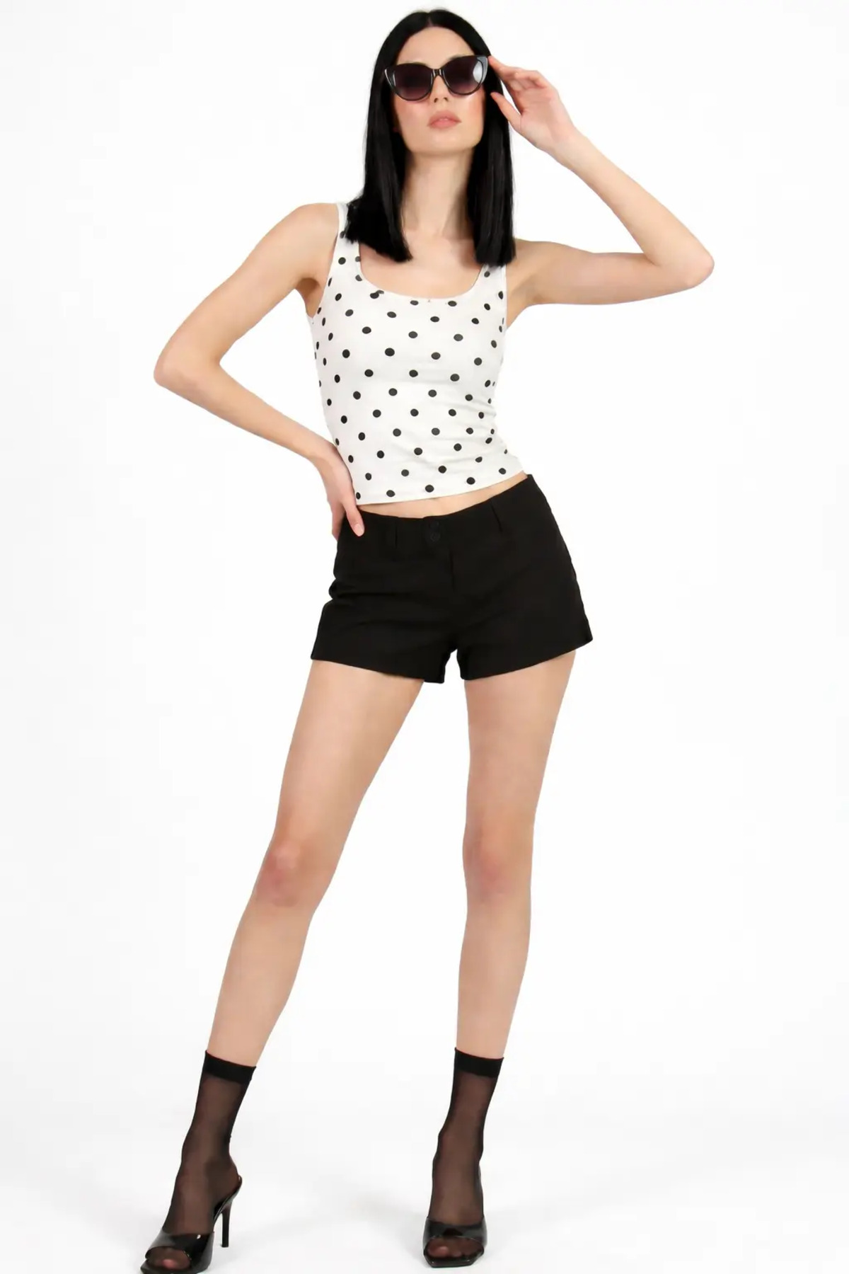 Polka Dot Pattern Square Neck Bodysuit