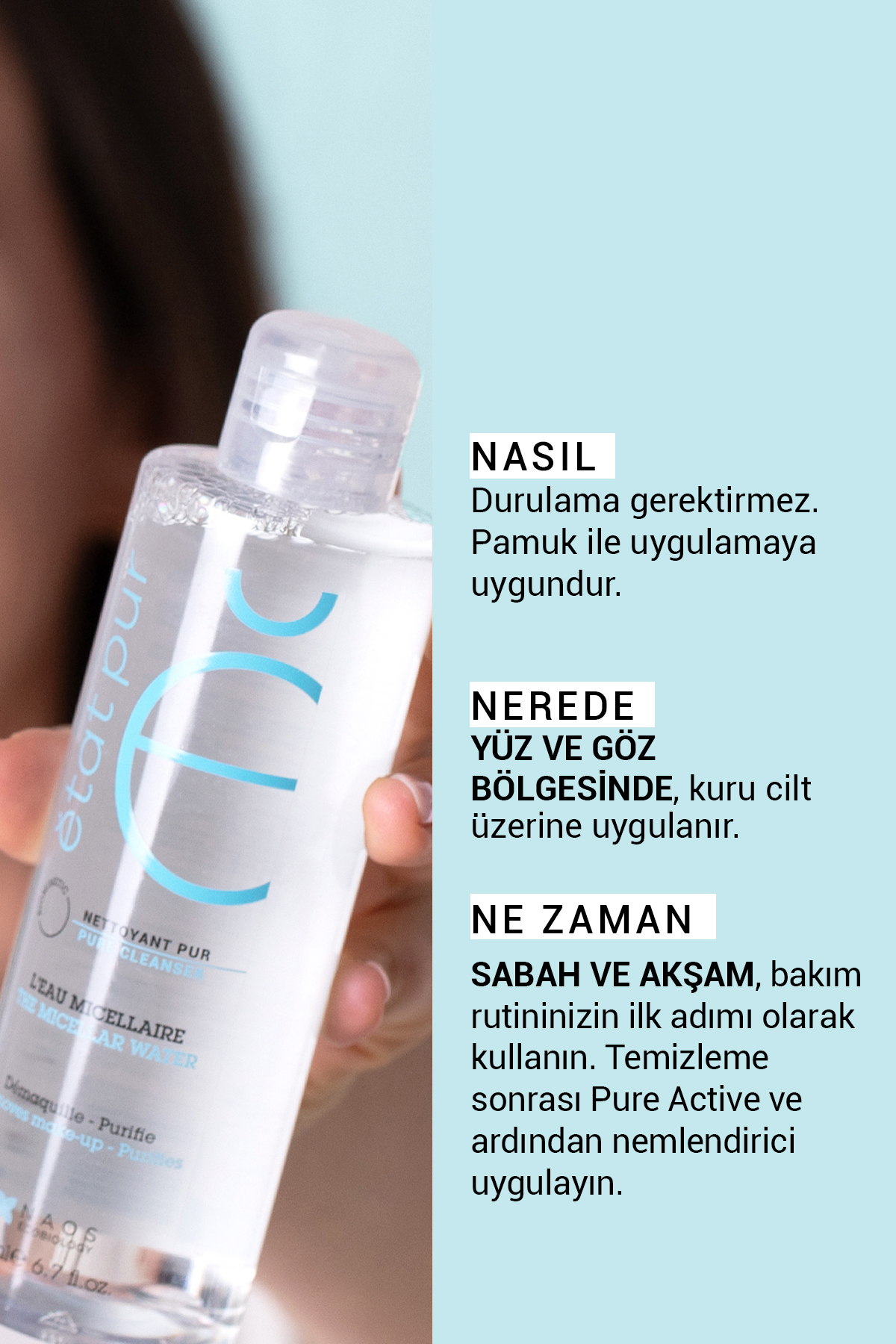 The Micellar Water Arındırıcı Yüz ve Göz Makyaj Temizleme Suyu 200 ML — DER-ETA-024 — تصویر 6 از 8