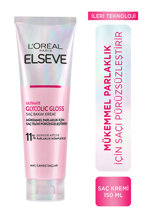 Elseve Glycolic Gloss Mükemmel Parlaklık için Pürüzsüzleştirici Saç Kremi 150ml