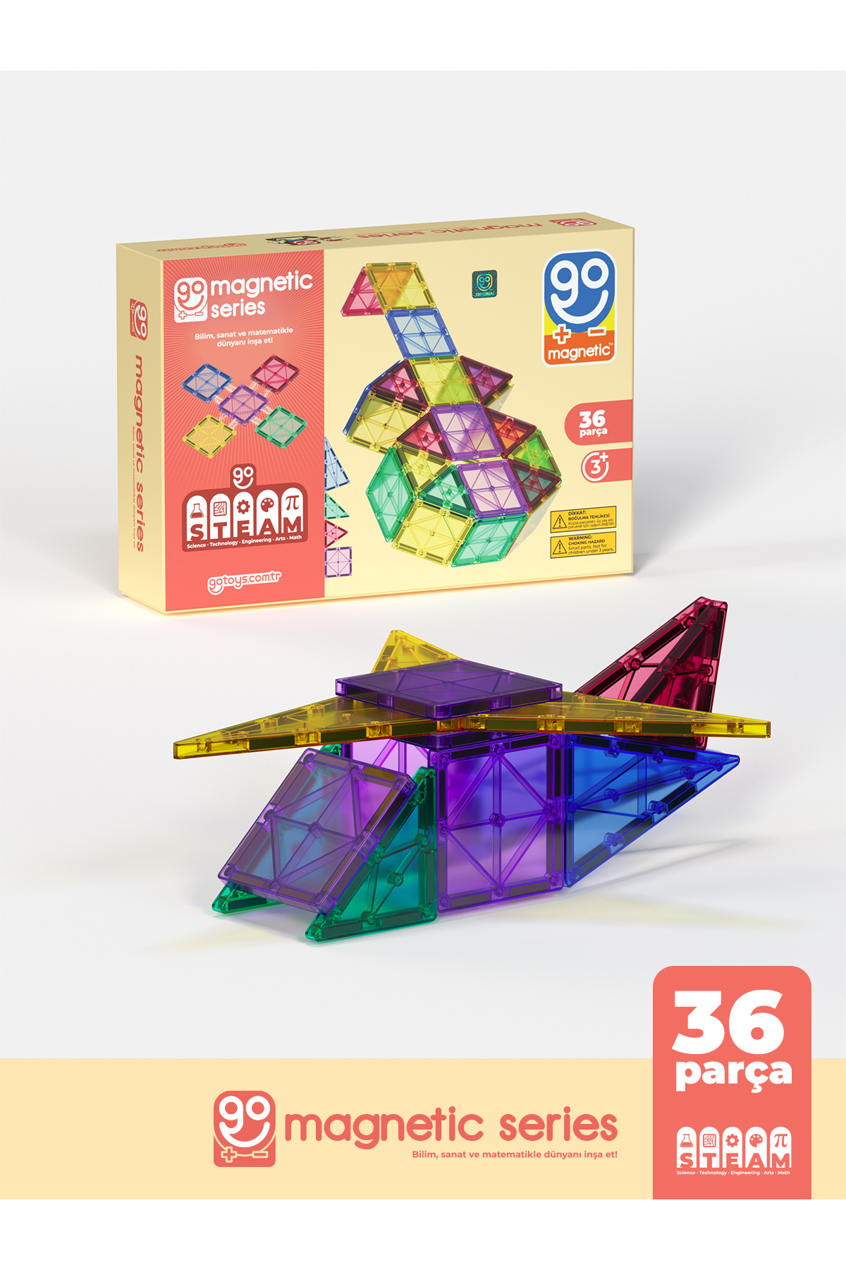 Go Magnetic Series 36 Piece Magnetic Structure Blocks Original - Magnetic Blocks with Magnets