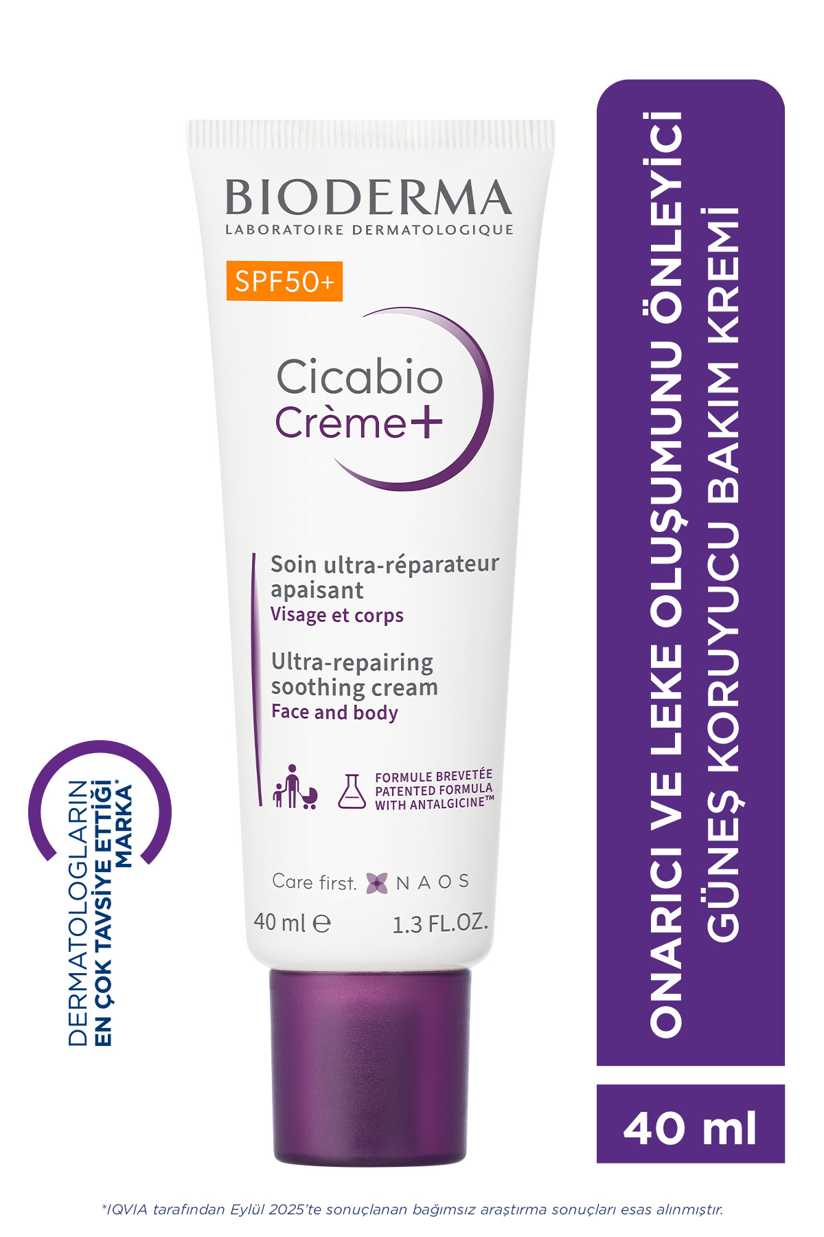 Bioderma Cicabio Cream+ SPF50+ Onarıcı, Leke Önleyici Güneş Koruyuculu Yüz, Vücut Cica Krem 40 ml — 3701129810088