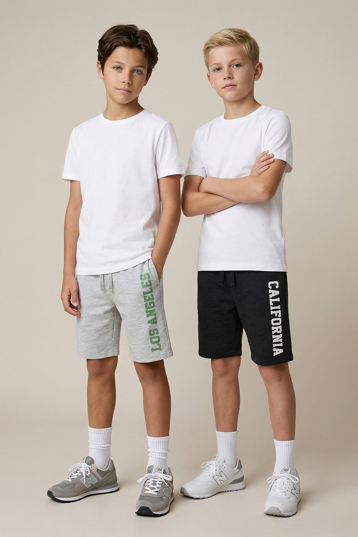 Trendyolmilla Kids Antrasit-Kar Melanj 2'li Erkek Çocuk Düz Örme Şort & Bermuda TKDSS26SR00012