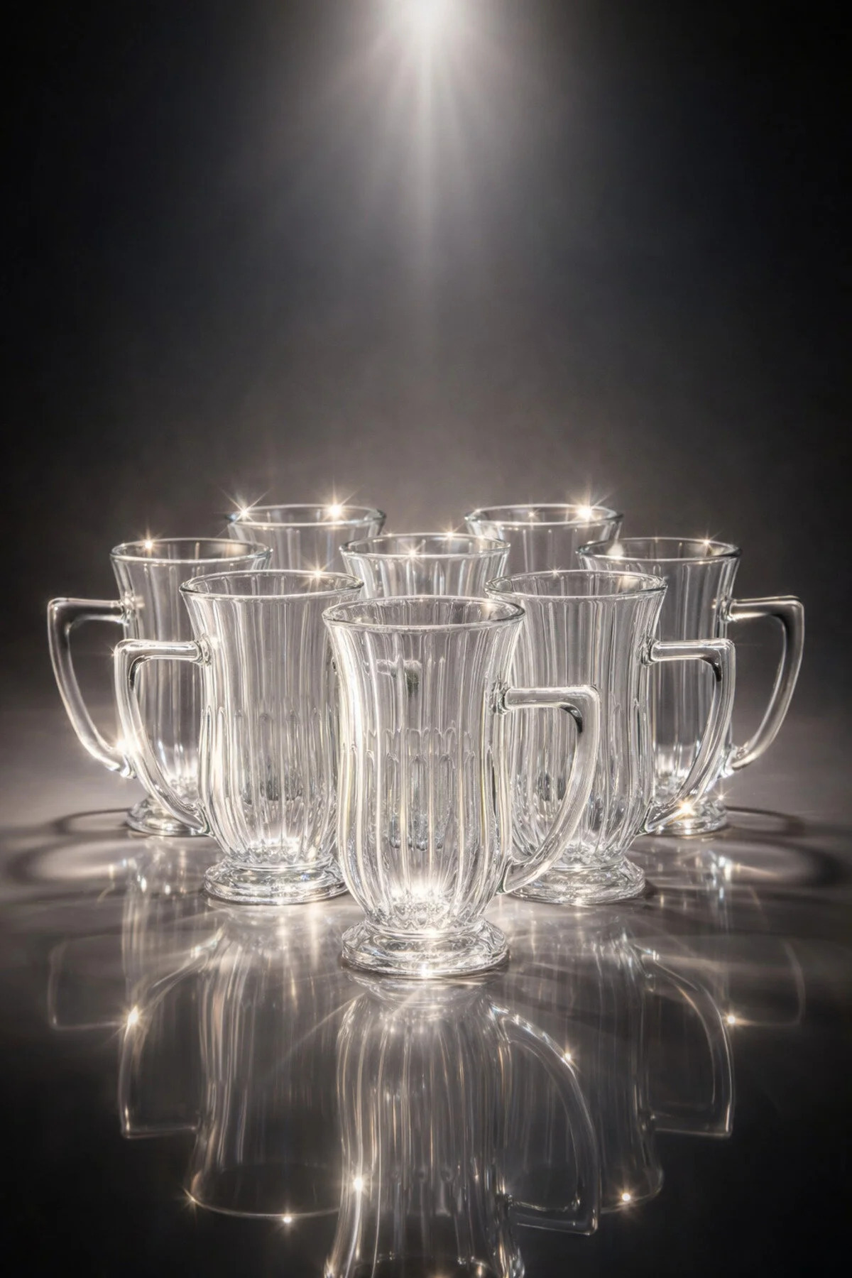 6-Piece Glass Latte Cup Set | Heat Resistant Transparent Glass Coffee Cup with Handle, Modern Design