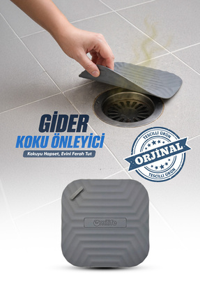omilife Gri Kare Kötü Koku Önleyici Gider Kapağı – Silikon Banyo Mutfak Balko...