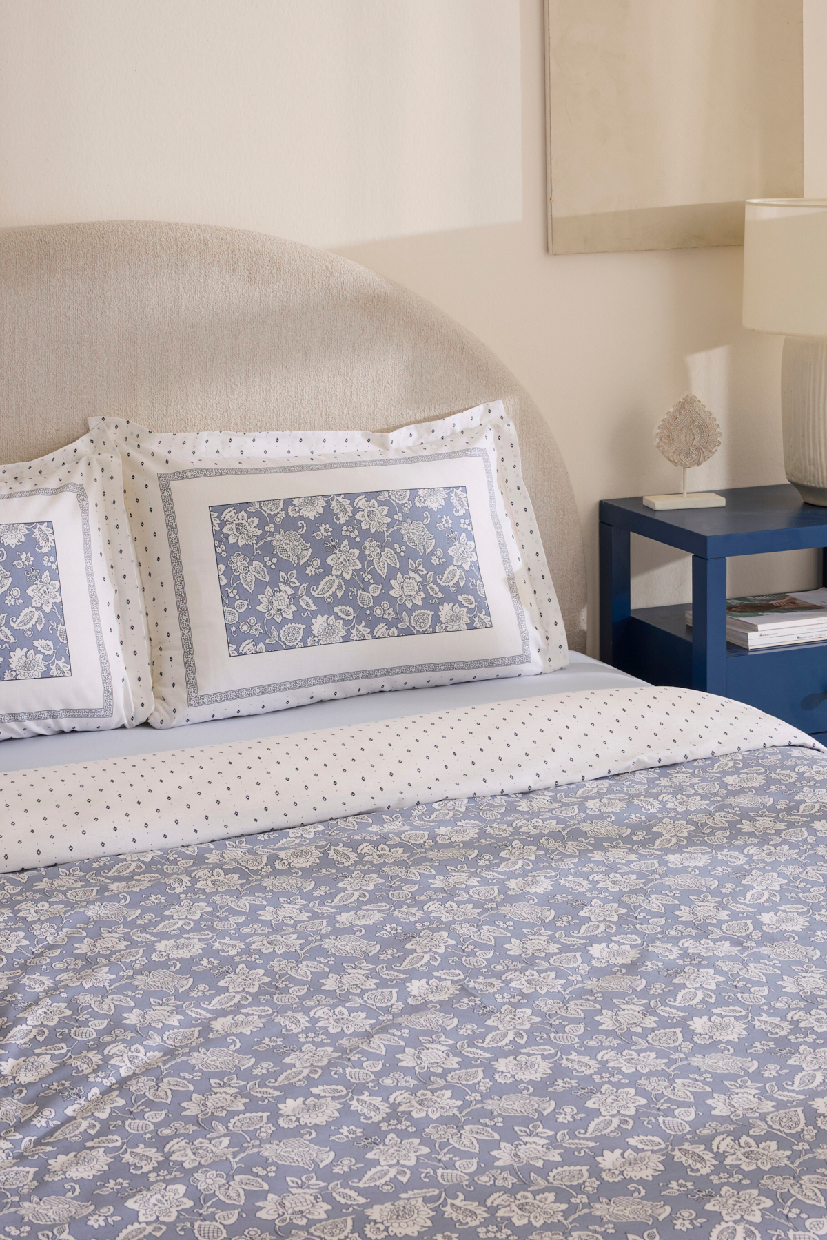 Karaca Home Celerina %100 Pamuk Çift Kişilik Lastikli Çarşaflı Nevresim Takımı Mavi 9