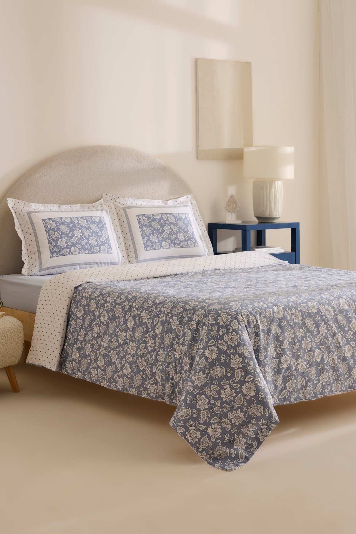 Karaca Home Celerina %100 Pamuk Çift Kişilik Lastikli Çarşaflı Nevresim Takımı Mavi 3