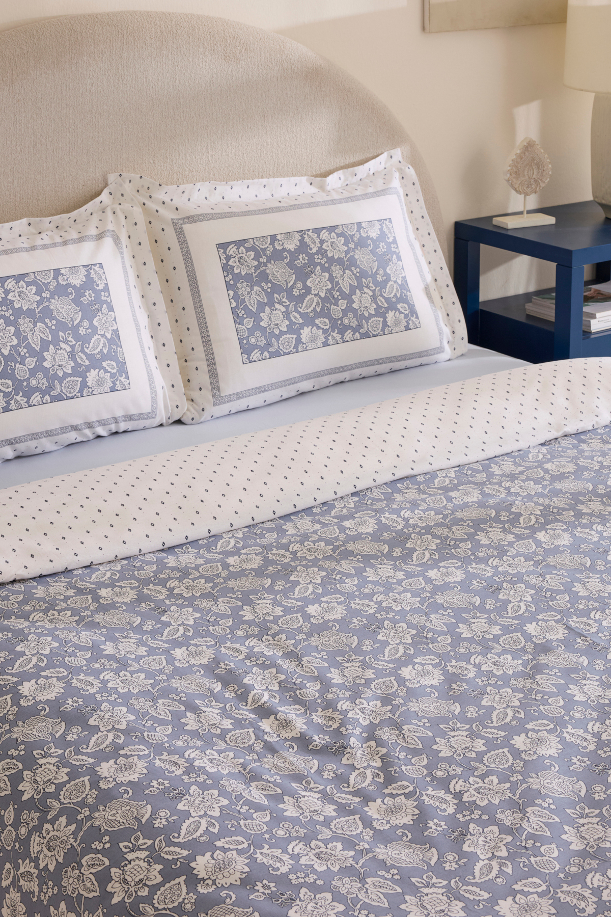 Karaca Home Celerina %100 Pamuk Çift Kişilik Lastikli Çarşaflı Nevresim Takımı Mavi 6