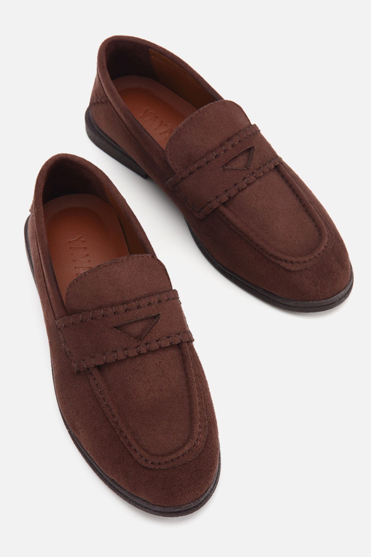 Yaya by Hotiç Kadın Kahverengi̇ Süet Dikiş Detaylı Loafer görsel 6