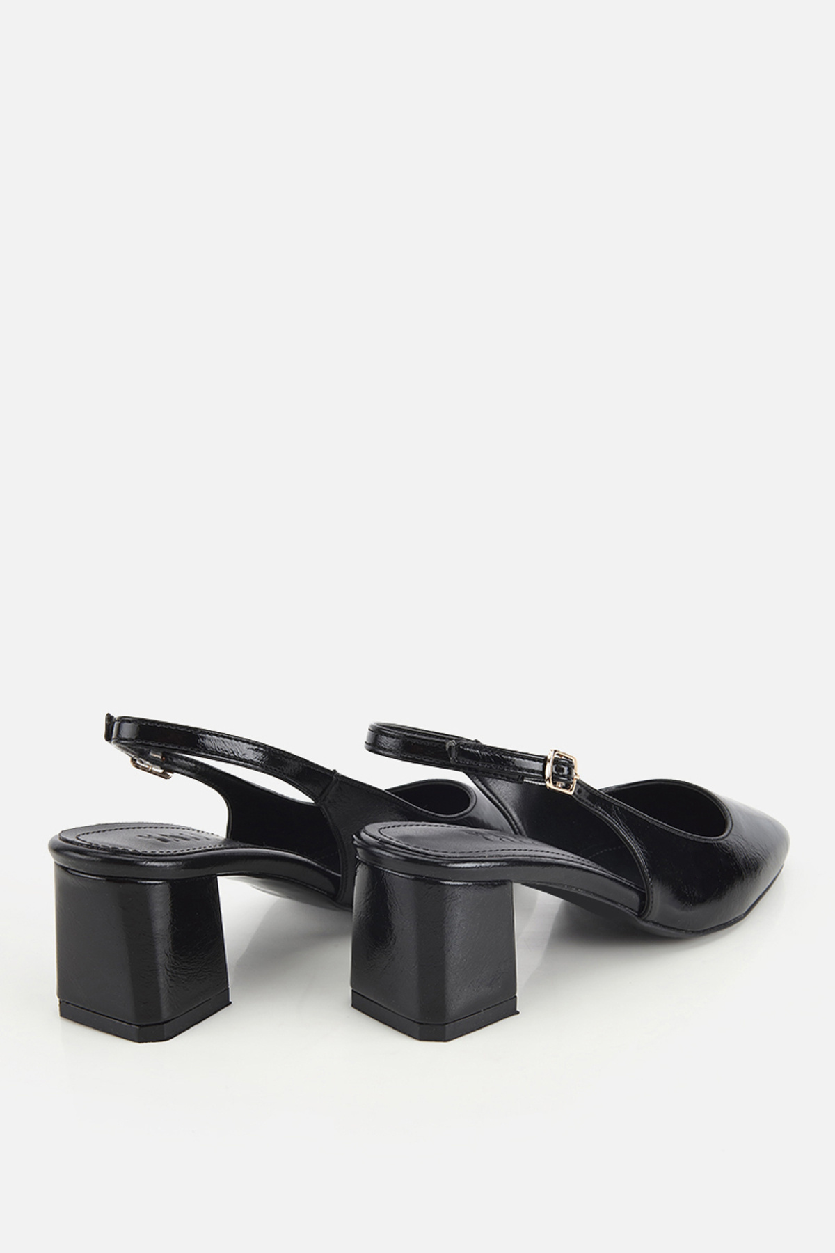 Yaya by Hotiç  Kadın Si̇yah Rugan Yuvarlak Burun Arkası Açık Orta Topuklu Ayakkabı - Görsel 4