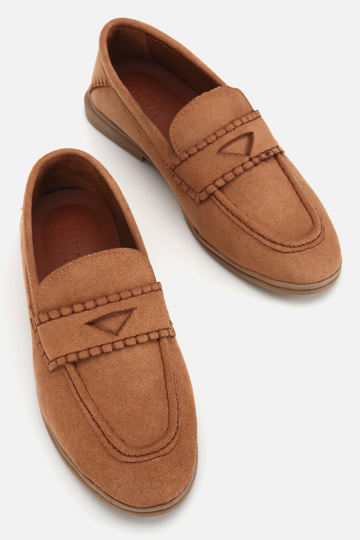 Yaya by Hotiç Kadın Taba Süet Dikiş Detaylı Loafer görsel 6