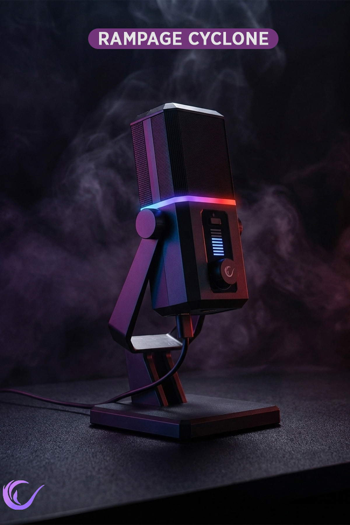 RGB USB Ses Göstergeli Gaming Oyuncu Masaüstü Profesyonel YouTube Twitch Yayıncı Mikrofonu 6