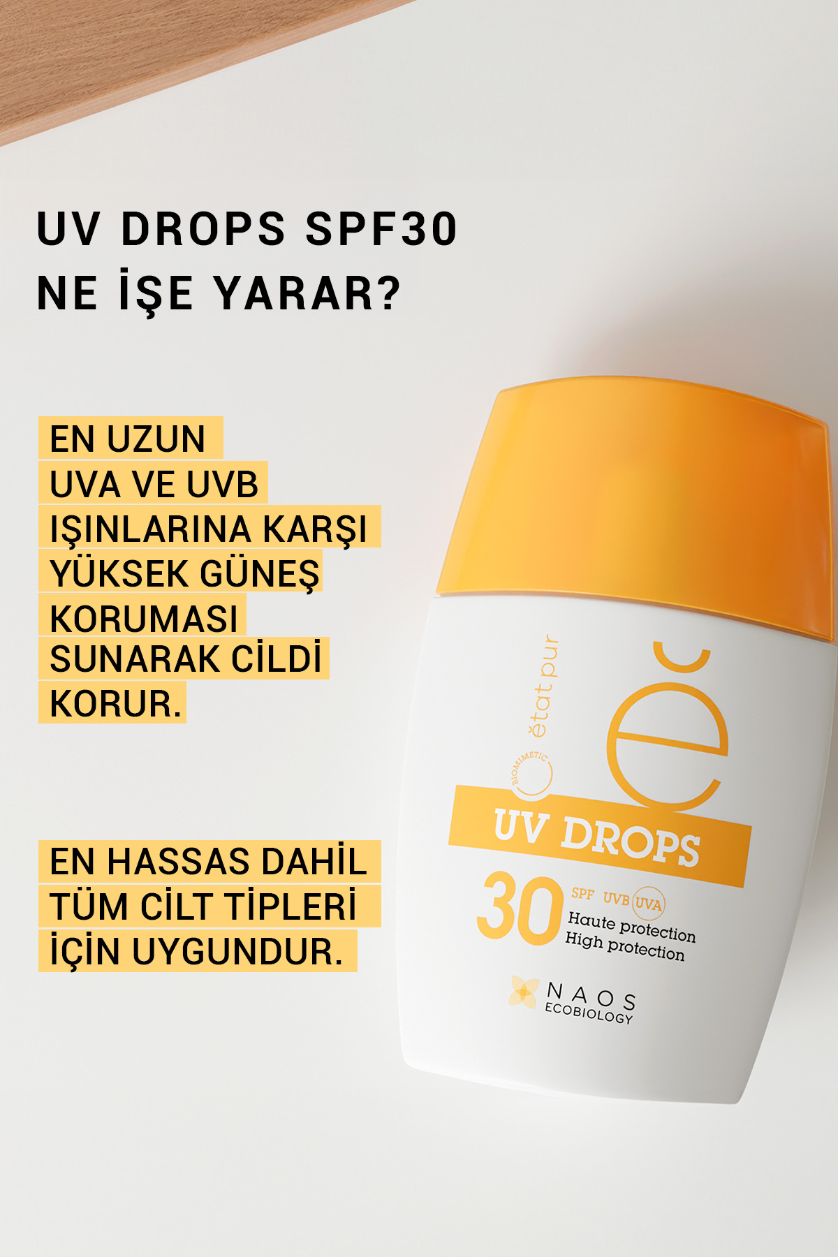 UV DROPS %100 Mineral Filtreli Hassas & Tüm Ciltler Güneş Kremi SPF30 30 gr — 3005031869 — تصویر 3 از 9