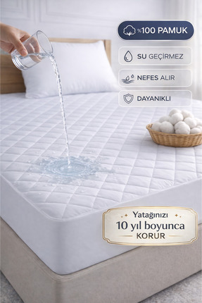 Formeya Kapitone Fitted Full Kenar Su Sıvı Geçirmez %100 Pamuk Yatak Koruyucu...