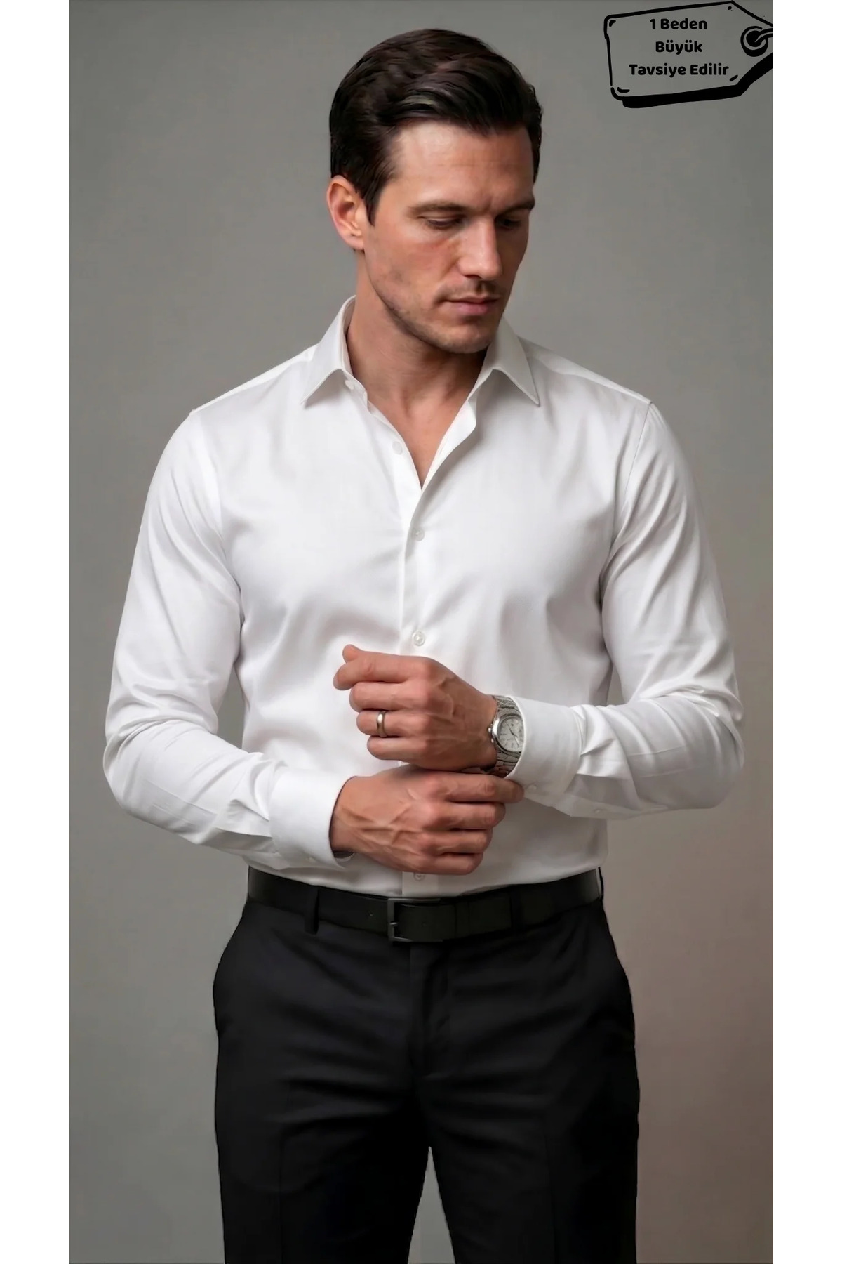 viyamen Erkek Slim Fit Klasik Saten Gömlek