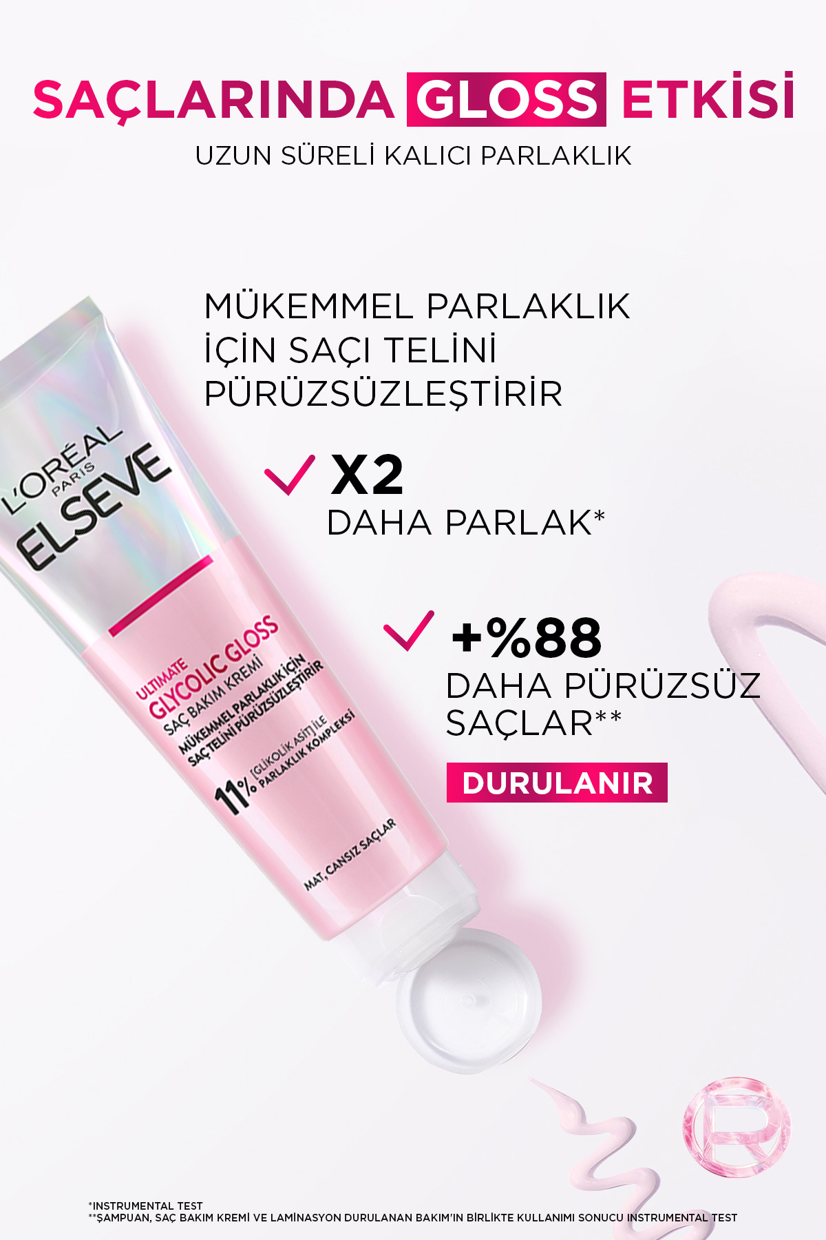 Glycolic Gloss Mükemmel Parlaklık için Pürüzsüzleştirici Saç Kremi 150ml — 3600524135744 — تصویر 5 از 7