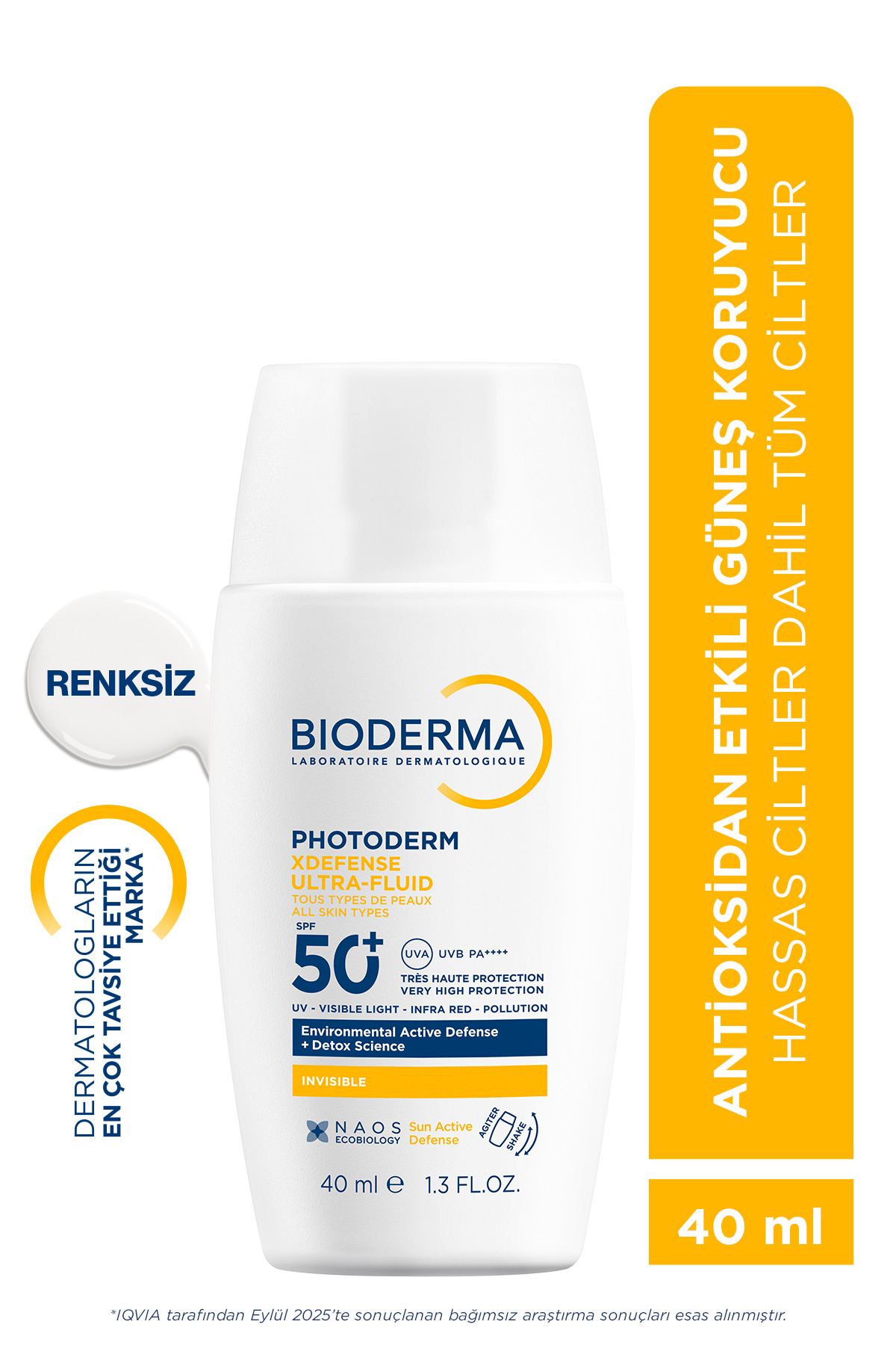 Bioderma Photoderm XDefense SPF50+ Hassas&Tüm Ciltler Antioksidan Etkili Akışkan Güneş Kremi Renksiz 40 ML