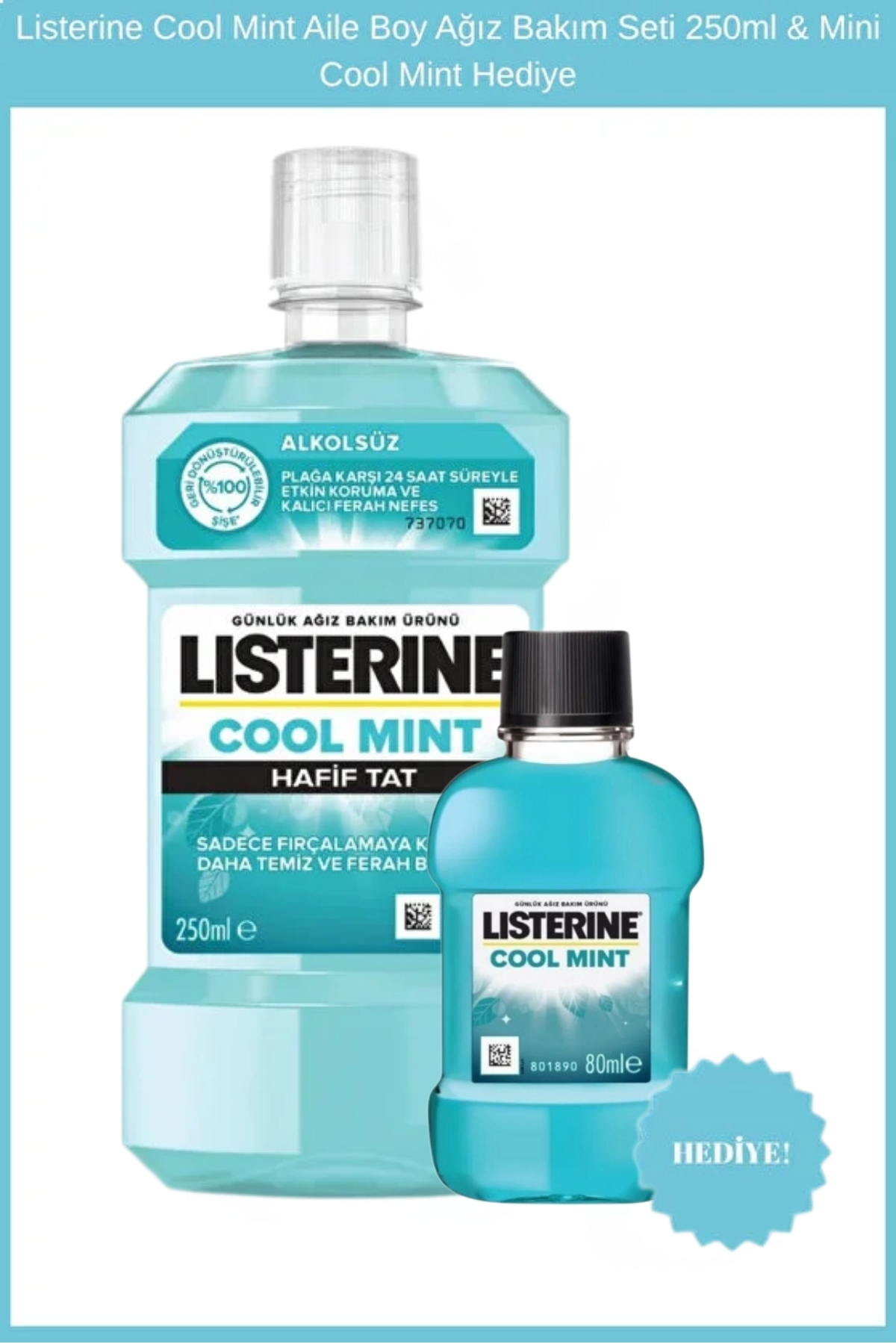 Listerine Cool Mint Aile Boy Ağız Bakım Seti 250ml & Mini Cool Mint Hediye - Fiyatı, Yorumları