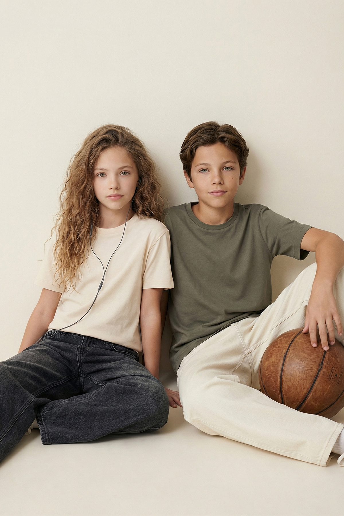 Trendyolmilla Kids Haki-Taş Düz Örme T-Shirt TKDSS25TS00009