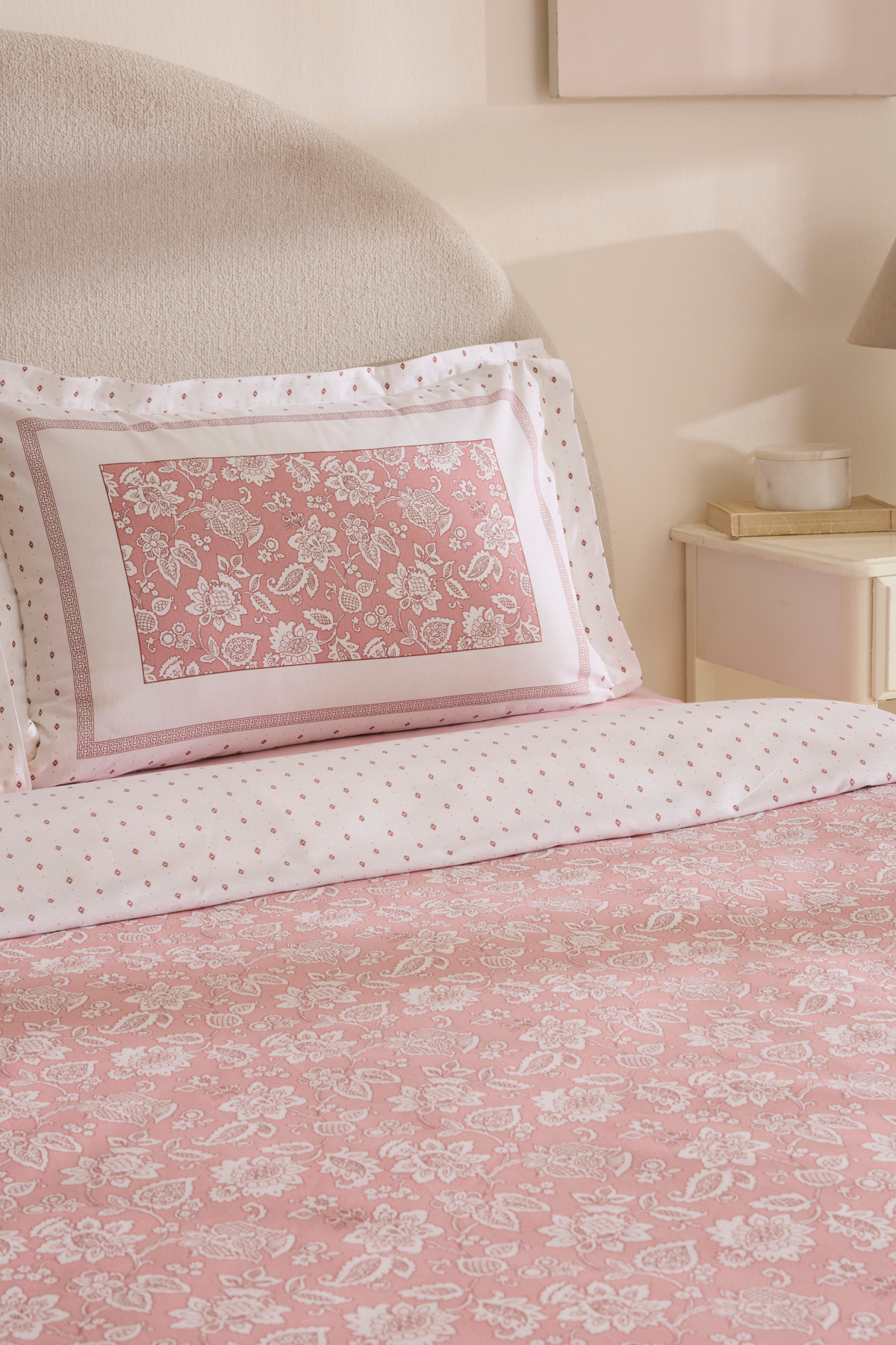 Karaca Home Celerina Pembe %100 Pamuk Çift Kişilik Fitted Nevresim Takımı 4