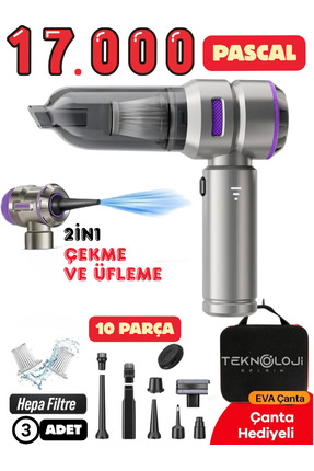 Teknoloji Gelsin Mini Araç Süpürgesi El tipi Portatif 15.000 Pa Extra Vakum G...