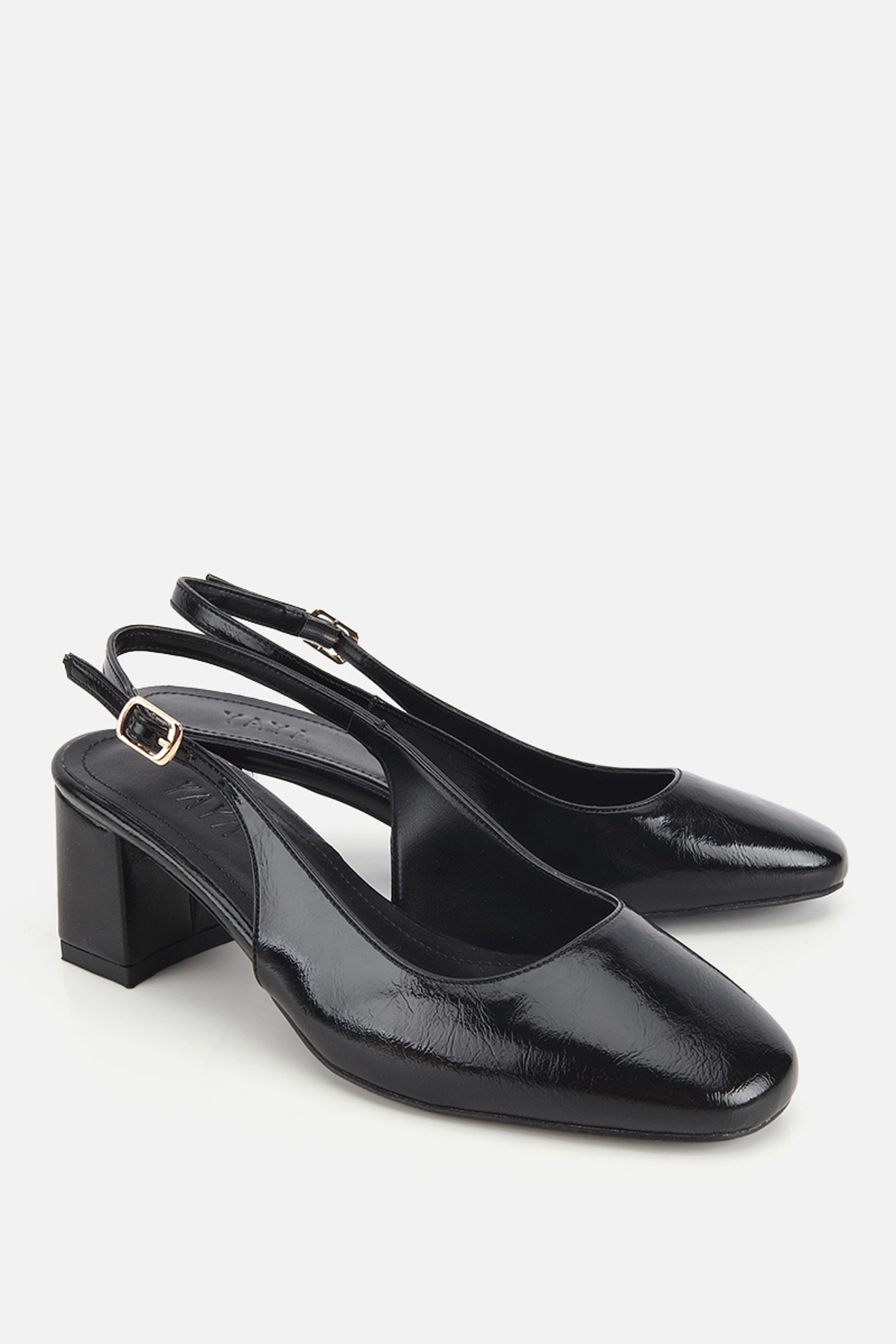 Yaya by Hotiç  Kadın Si̇yah Rugan Yuvarlak Burun Arkası Açık Orta Topuklu Ayakkabı - Görsel 2