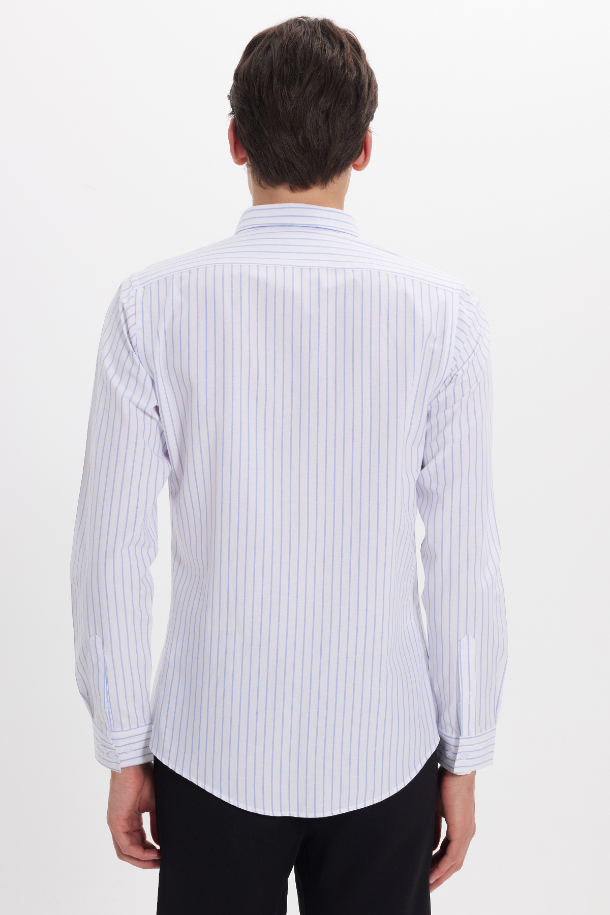 پیراهن تودورز مردانه پنبه-پلی استر سفید بیسیک راه راه Slim Fit/اسلیم فیت    Slim/اسلیم فیت Classical/کلاسیک | Tudors DR210094-800 TR - تصویر 5