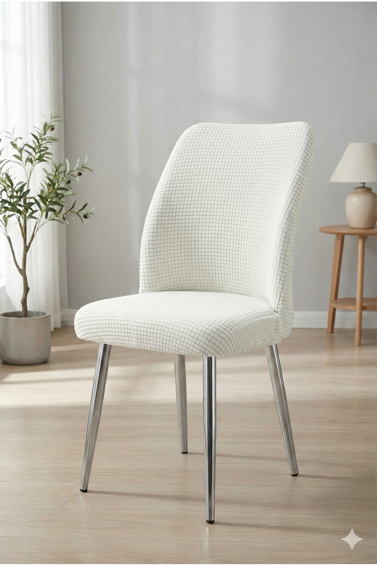Washable Stretch Elastic Lycra Oval Chair Cover - Round Chair Cover (CREAM-COLOR)