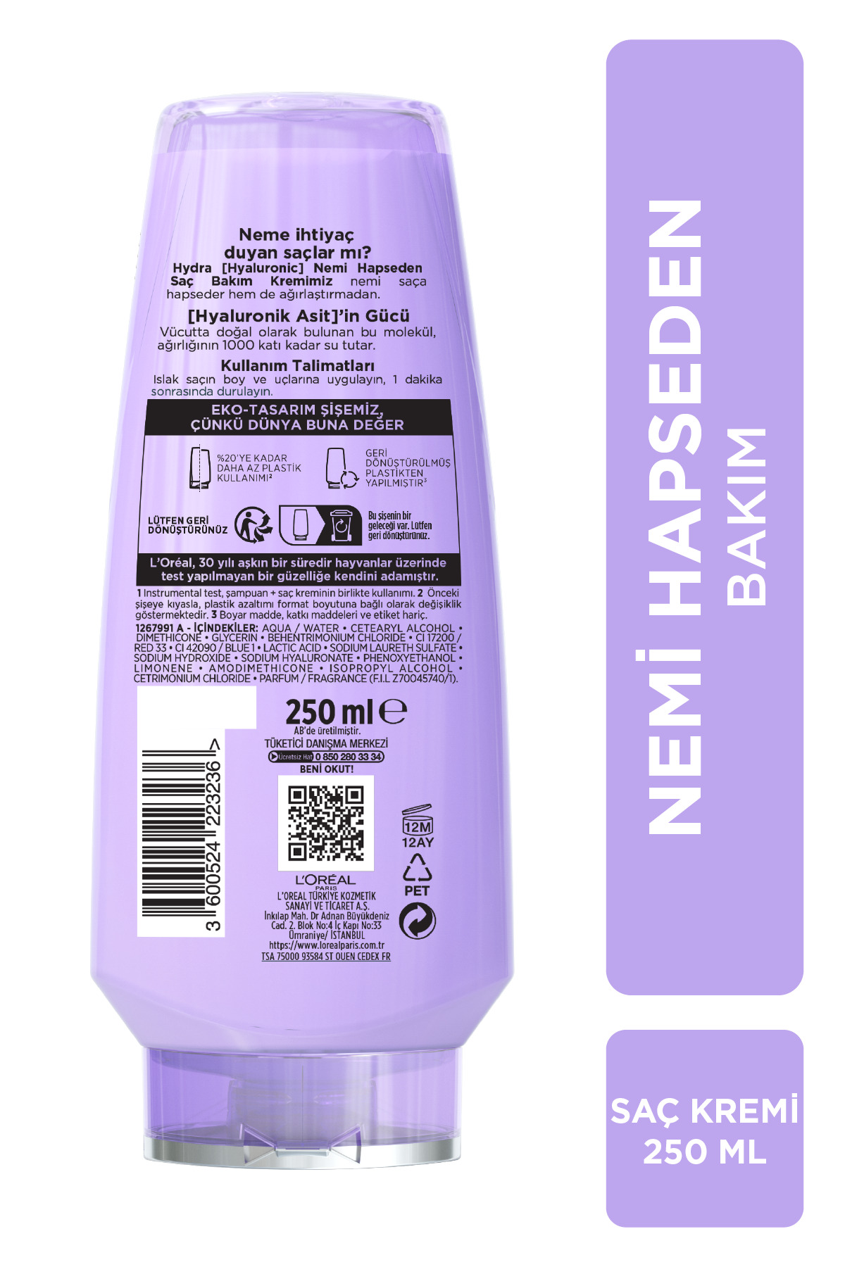 Hydra [Hyaluronic] Nem Dolduran Saç Bakım Kremi 250 ml — 3600524063122 — تصویر 8 از 8