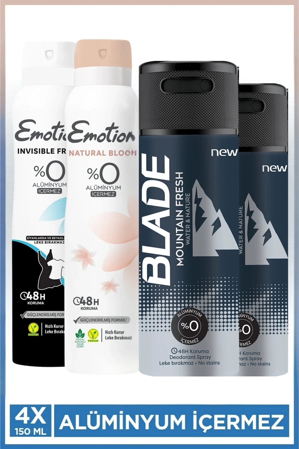 Blade MountainFresh Erkek Deodorant 2x150 Ml&Emotion Natural Bloom