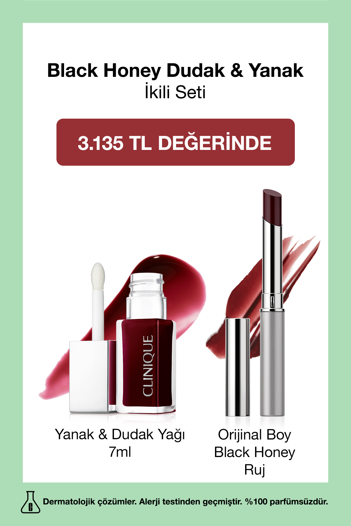 Clinique Black Honey Dudak & Yanak İkili Seti | Black Honey Ruj + Yanak & Dudak Yağı - Fiyatı, Yorumları