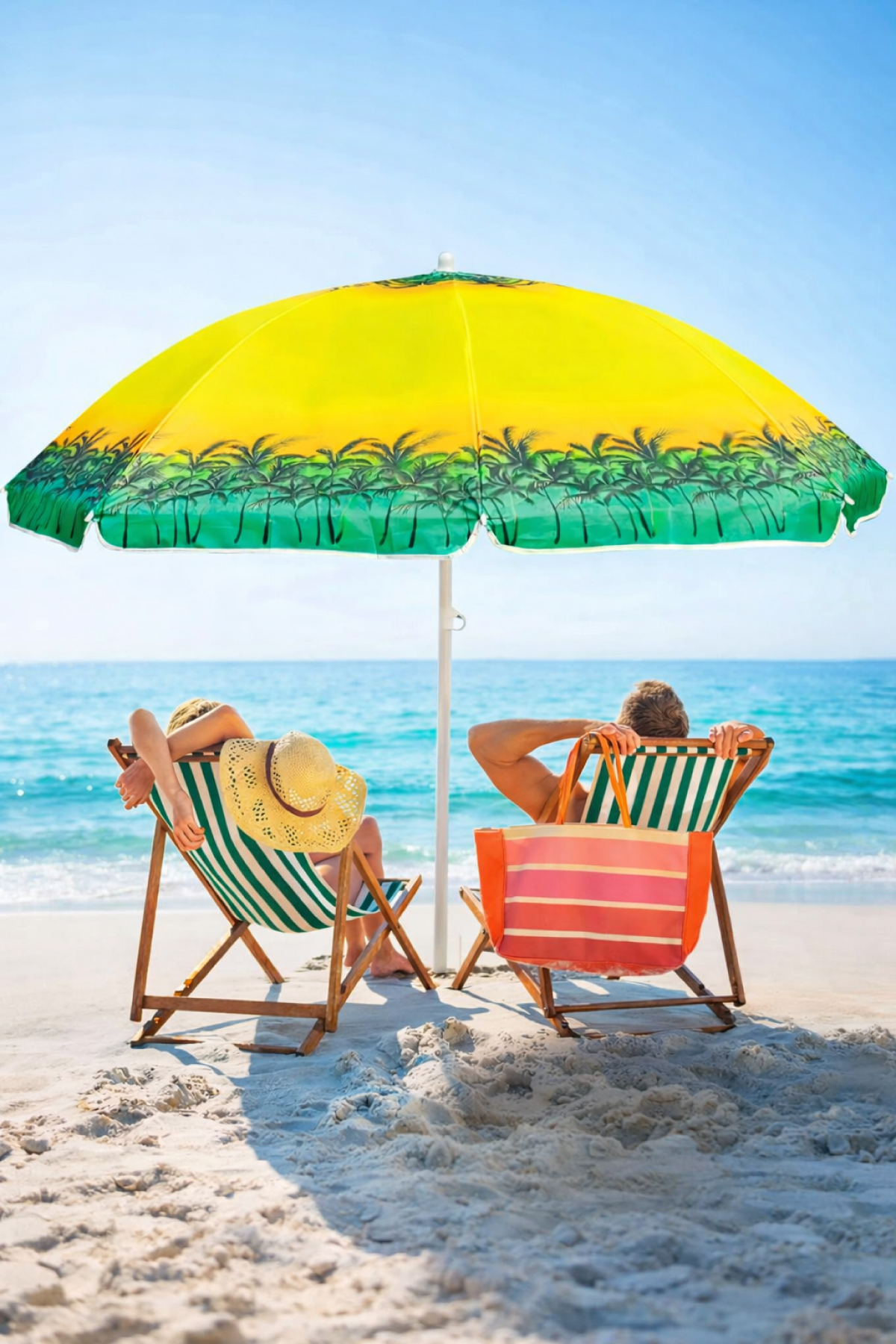 Garden 8 Strand High Quality Tilting Palm Pattern Beach Umbrella 160cm - Mixed Color