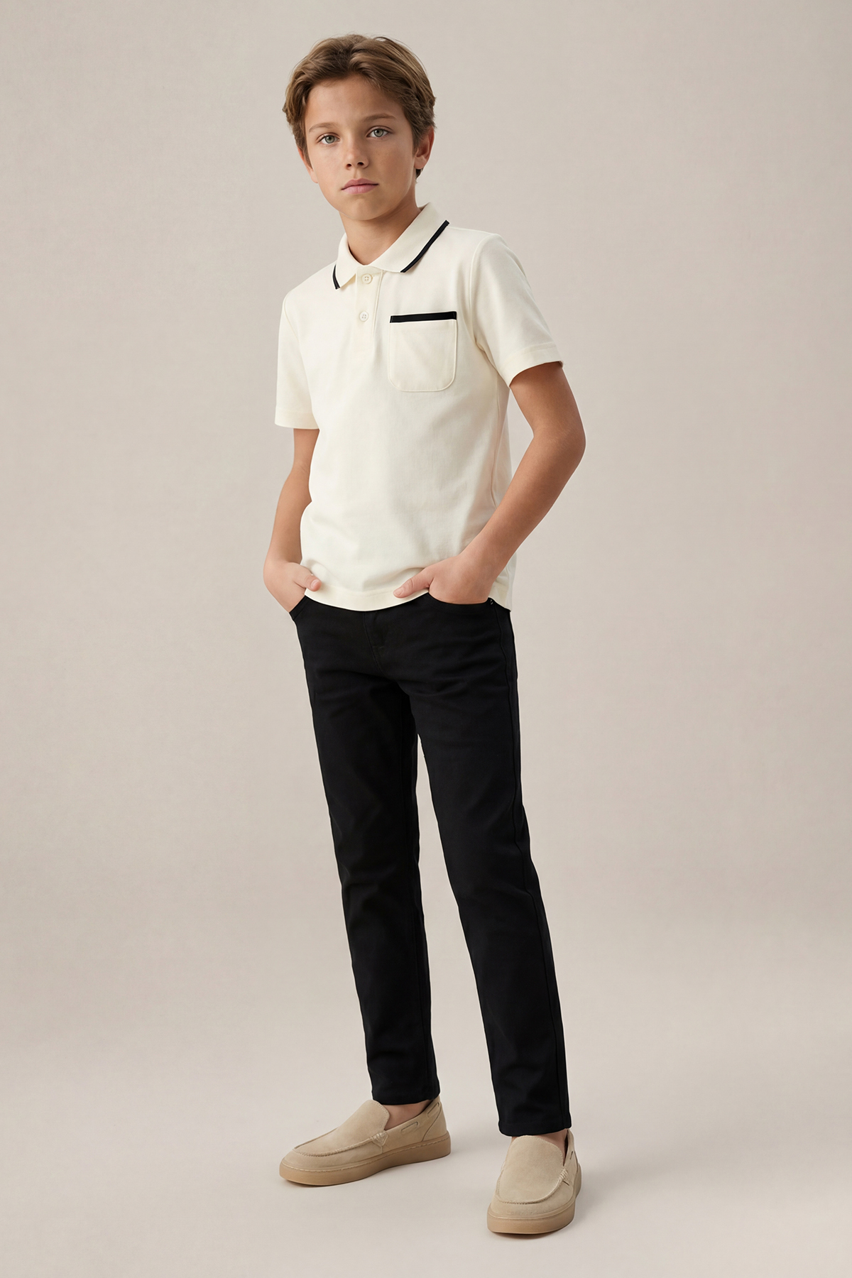 Trendyolmilla Kids Ekru Erkek Çocuk Düz Örme Alt - Üst Takım TKDSS26AU00008