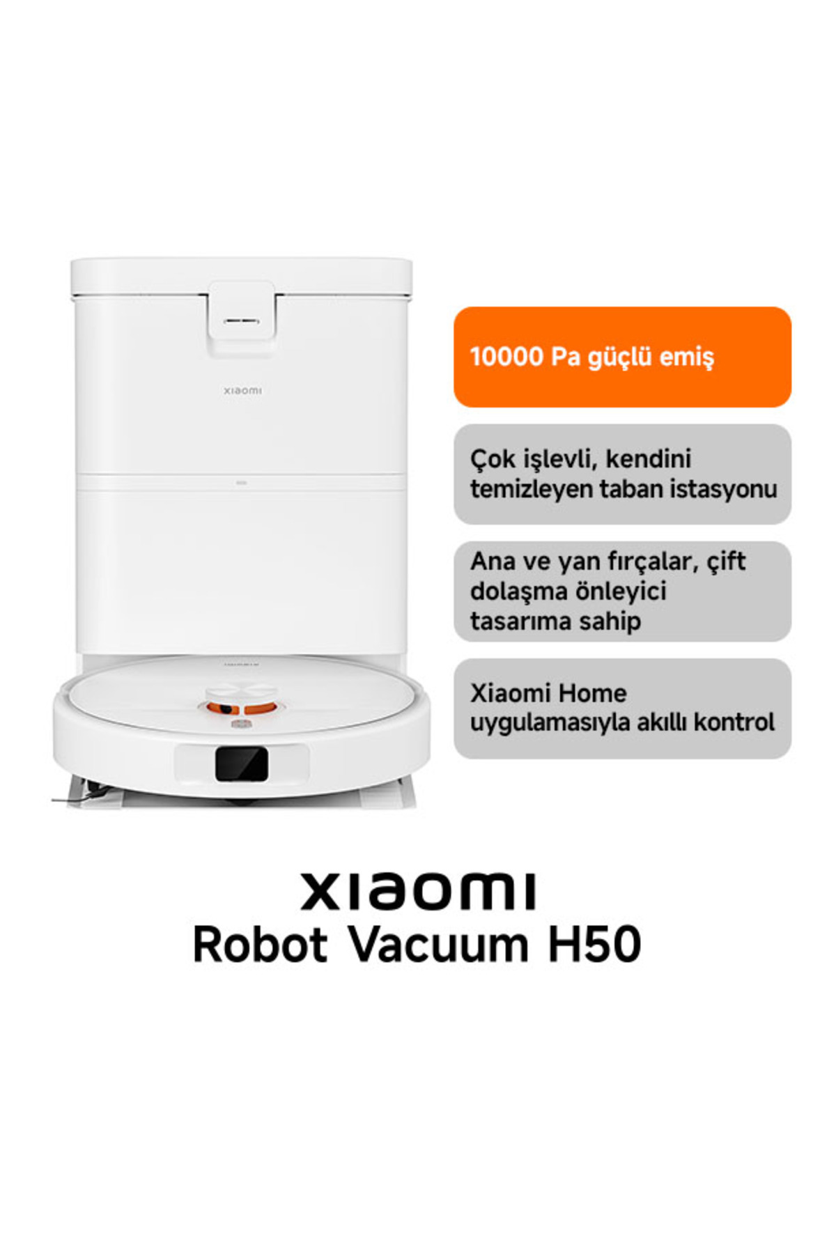 Robot Vacuum H50 White Smart Robot Vacuum Cleaner 10000 Pa Suction Power ( Xiaomi Turkey Guaranteed)