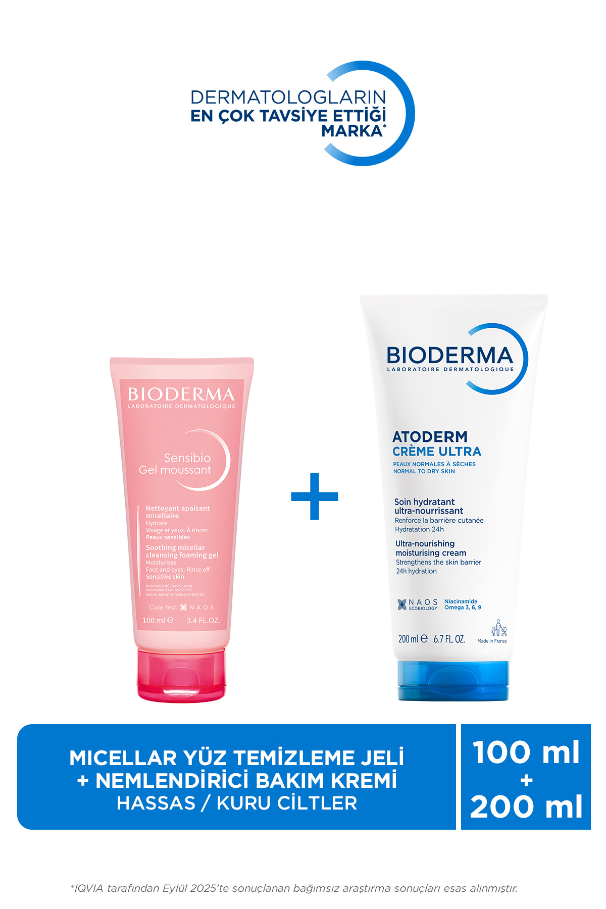 Bioderma Hassas & Kuru Ciltler Yüz, Vücut Nemlendirici ve Micellar Temizleme Jeli İçeren Cilt Bakım Seti — 1006678546