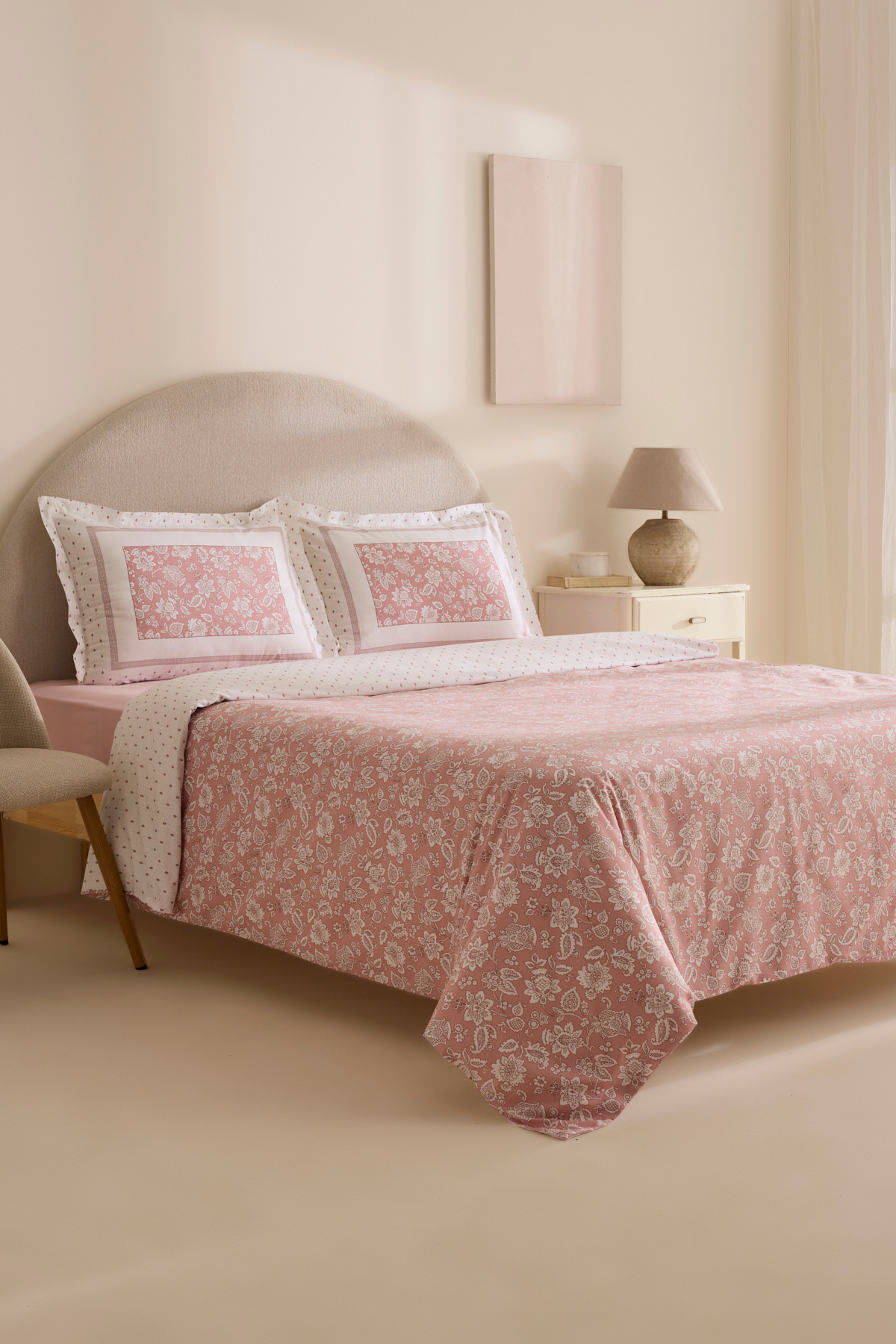 Karaca Home Celerina Pembe %100 Pamuk Çift Kişilik Fitted Nevresim Takımı 2