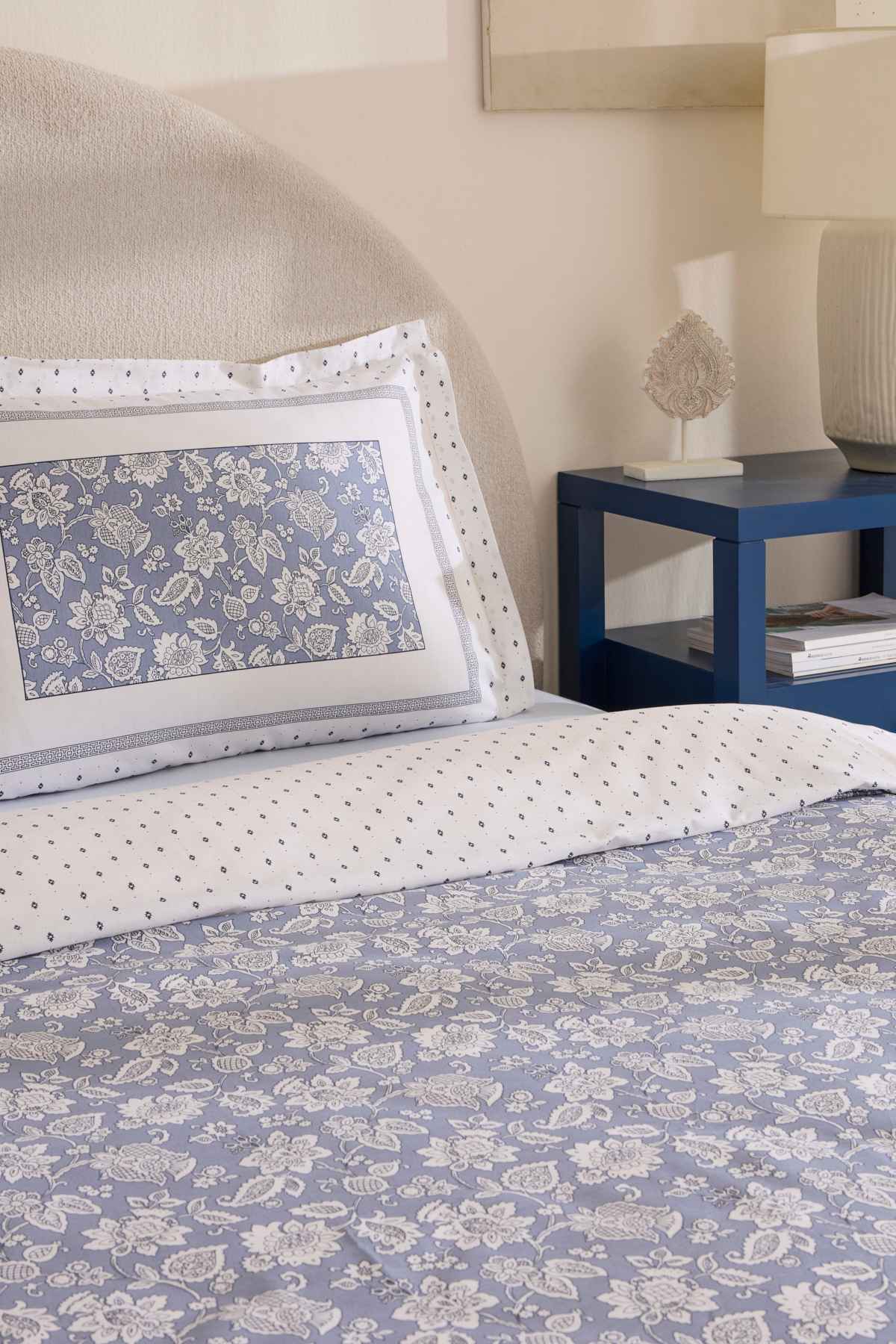 Karaca Home Celerina %100 Pamuk Çift Kişilik Lastikli Çarşaflı Nevresim Takımı Mavi 7