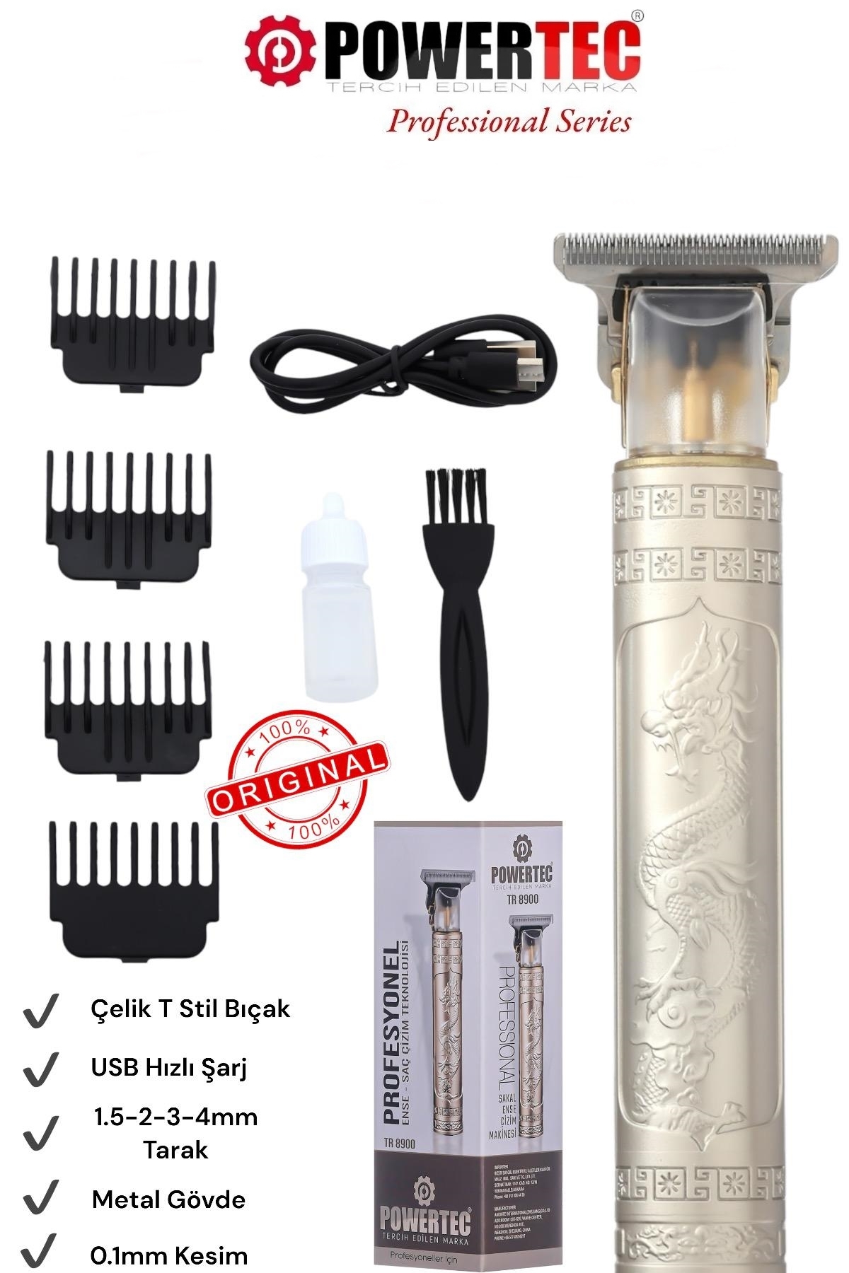 Powertec TR-8900 Profesyonel Usb Şarjlı Sakal Ense Çizim Makinesi - Fiyatı, Yorumları