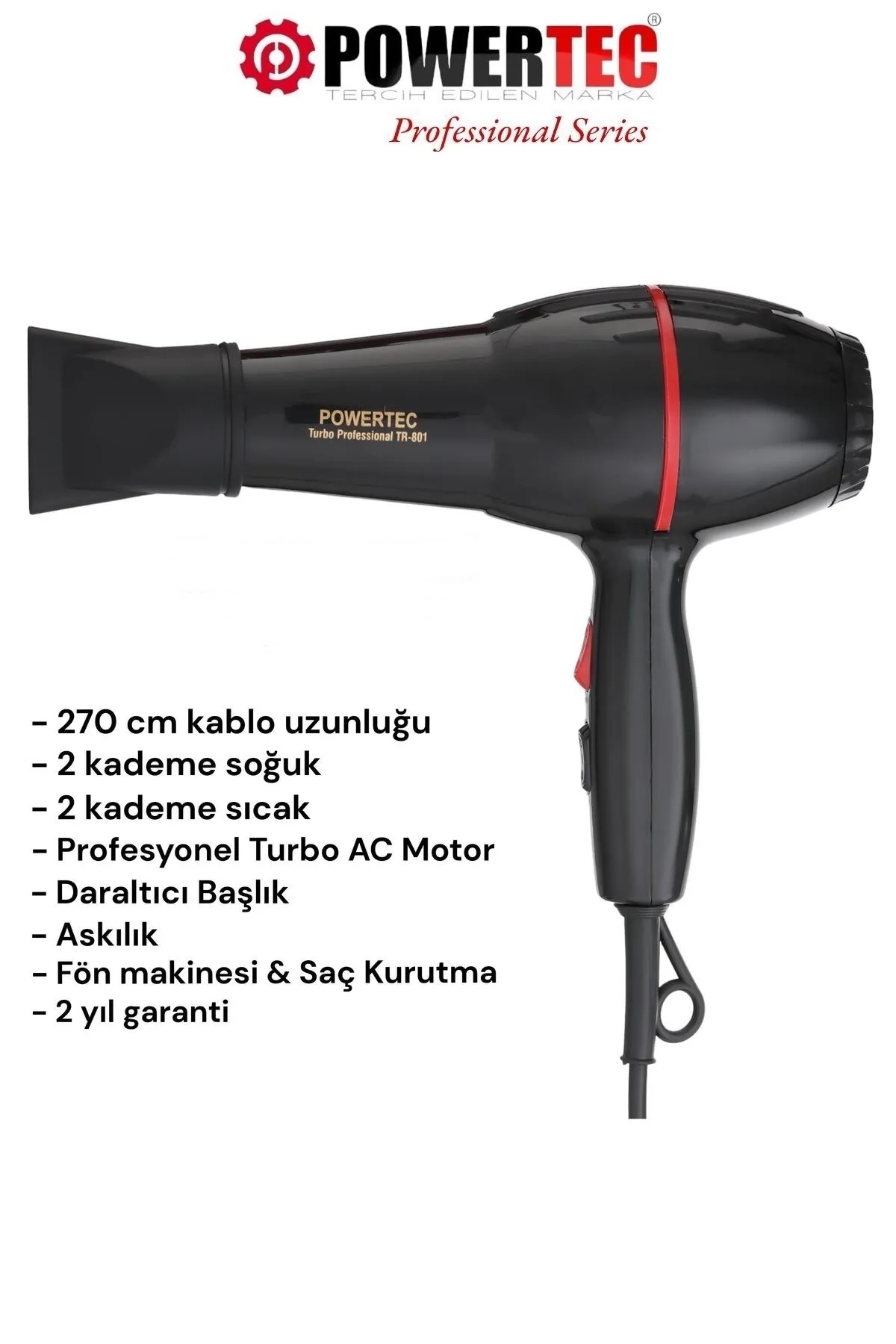 Powertec Tr-801 Profesyonel Saç Kurutma & Fön Makinesi - Siyah - Fiyatı, Yorumları