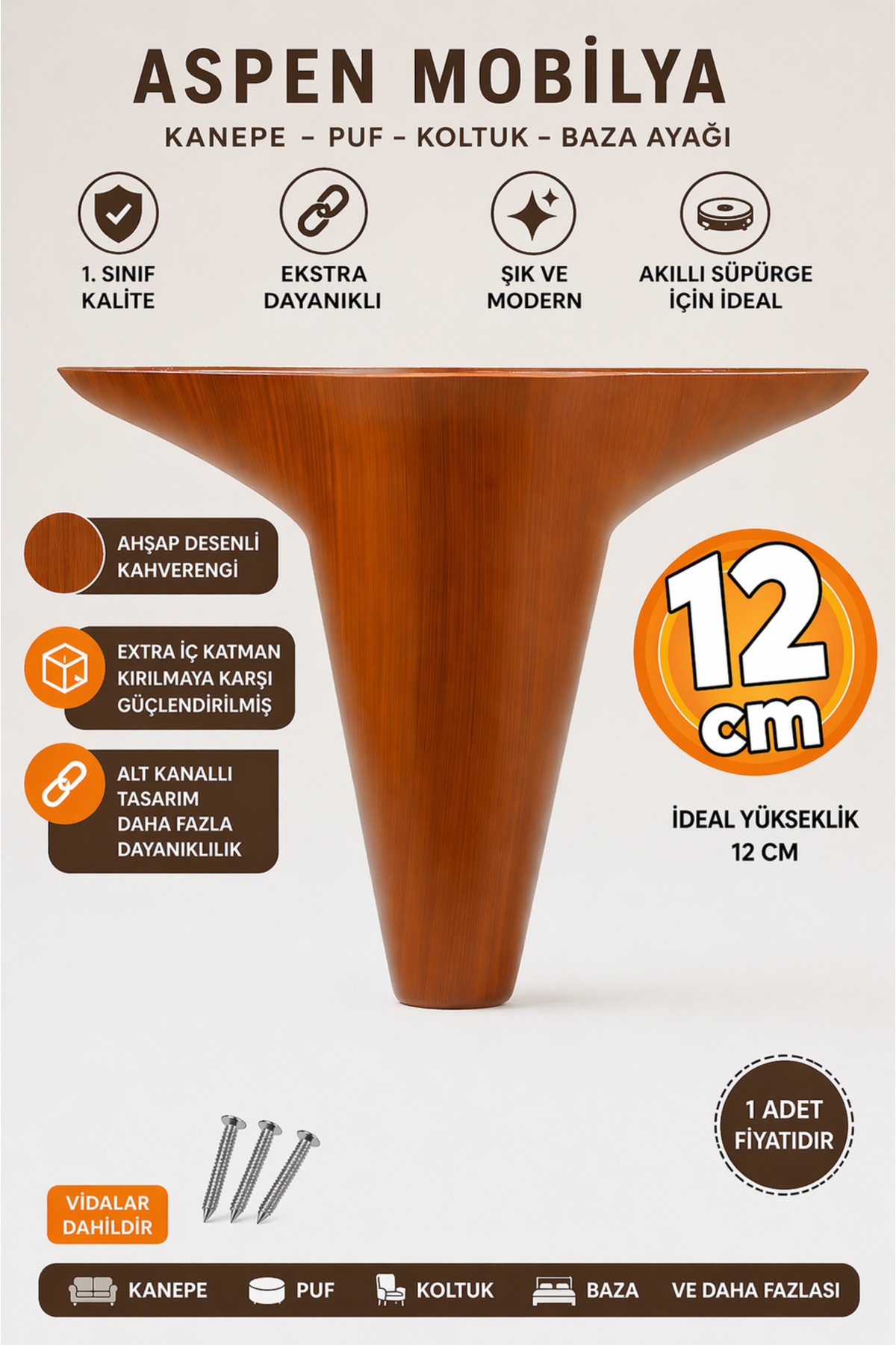 Aspen Luxury Furniture Sofa Seat TV Unit Base Riser Legs 12 Cm Wood Patterned Leg