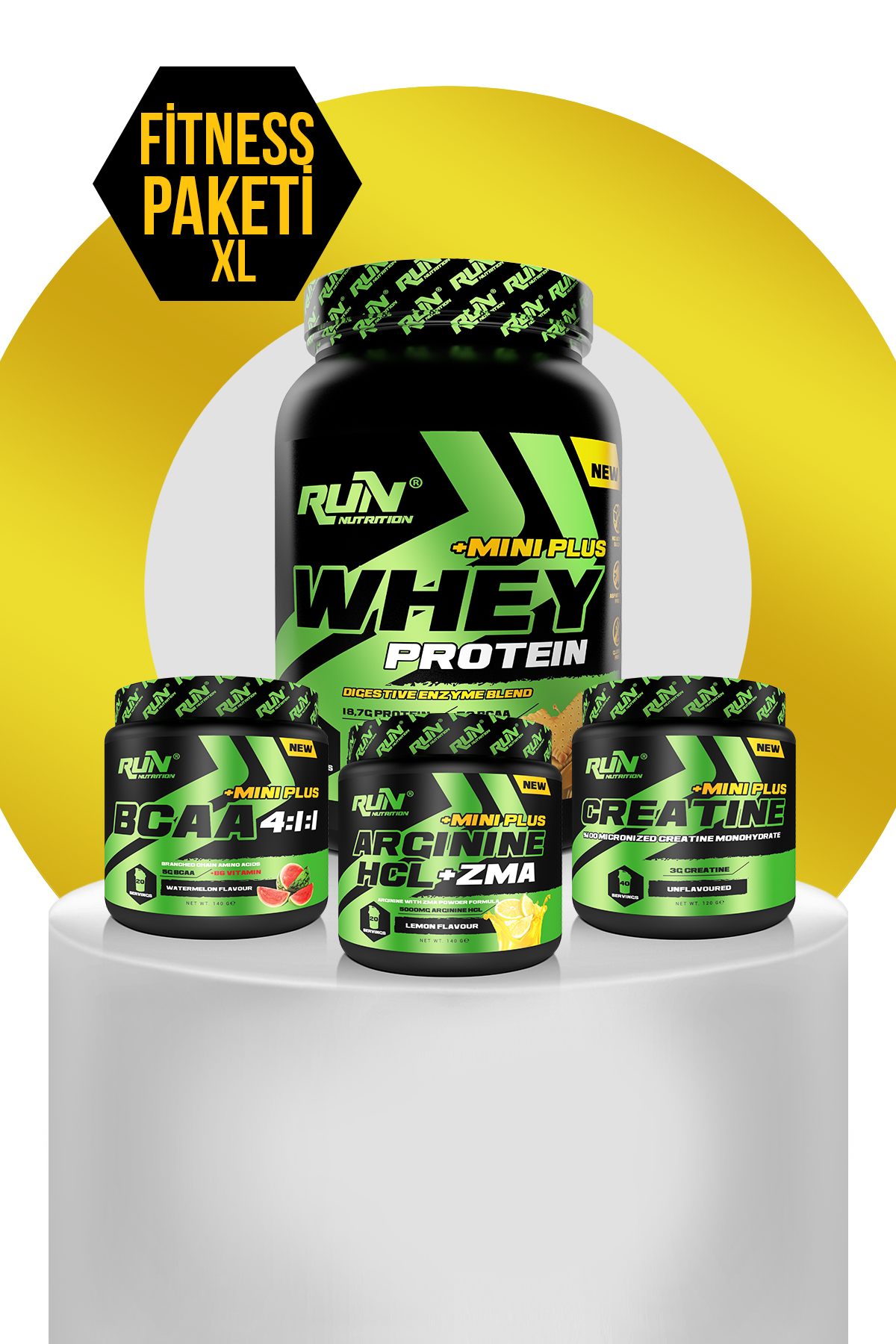 Fitness MİNİ XL Paketi - Whey Mini Plus Bisküvi, Bcaa Karpuz, Creatine, Arginine Limon