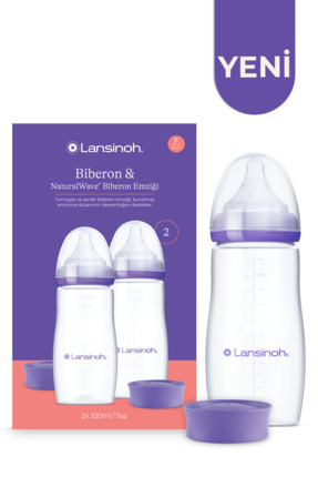 LANSINOH 2 X 330 ml Biberon ve NaturalWave® Biberon Emziği (6 Ay+)