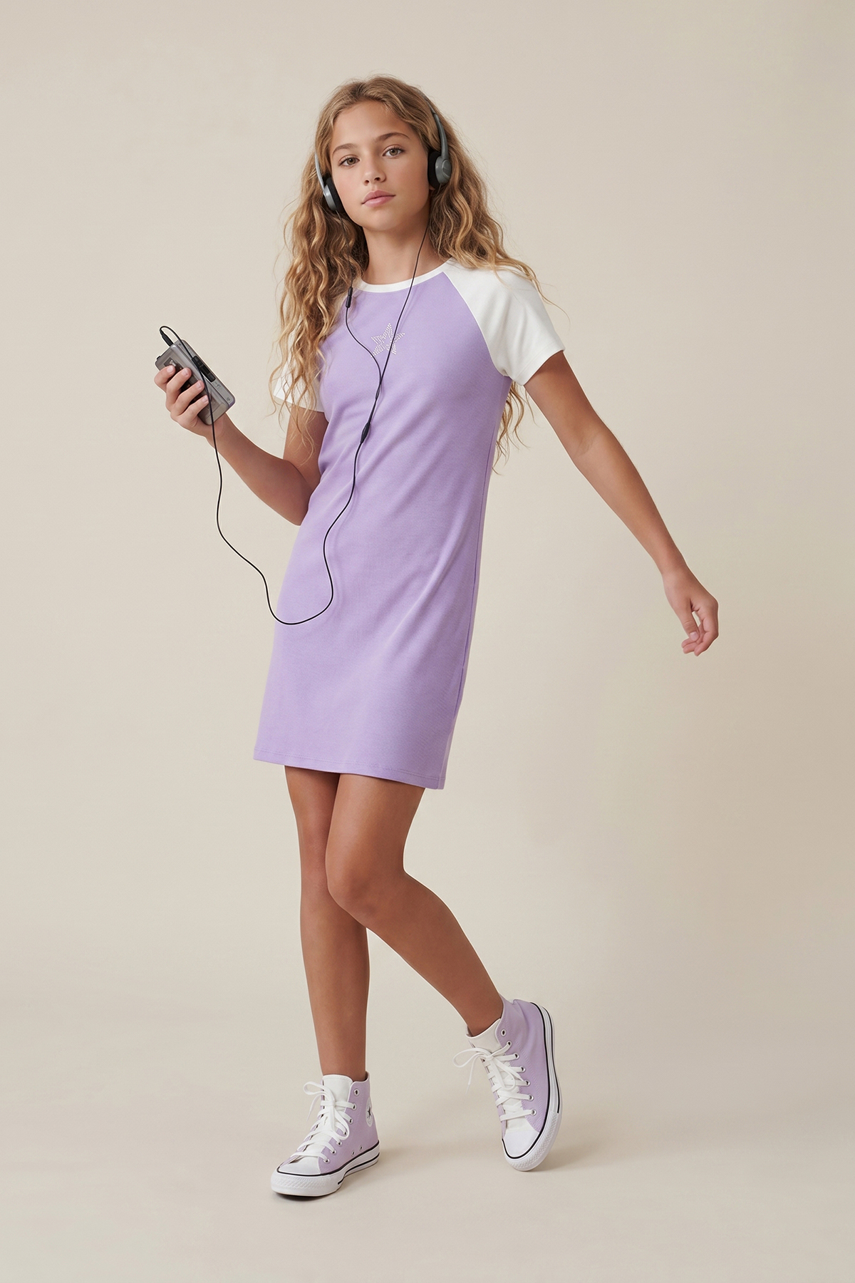 Trendyolmilla Kids Lila Kısa / Mini Bodycon Kalıp Bisiklet Yaka Kız Çocuk Elbise TKDSS26EL00025