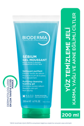 Bioderma Sebium Foaming Gel Karma, Yağlı ve Akne Eğilimli Ciltler İçin Yüz ve...