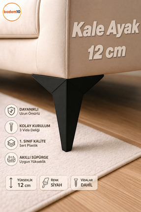 Badem10 Kale Lüks Mobilya Kanepe Koltuk Tv Ünitesi Ayağı 12 Cm Siyah Plastik ...