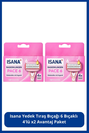 ISANA Yedek Tıraş Bıçağı 6 Bıçaklı 4'lü X2 Paket