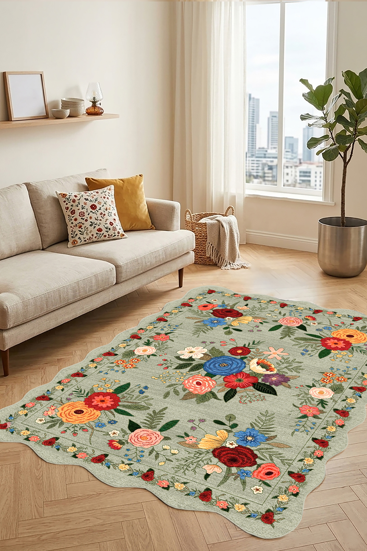 Digital Anti-Slip Washable Colorful Ethnic Retro Living Room Rug Kitchen Carpet Aisle Carpet Runner