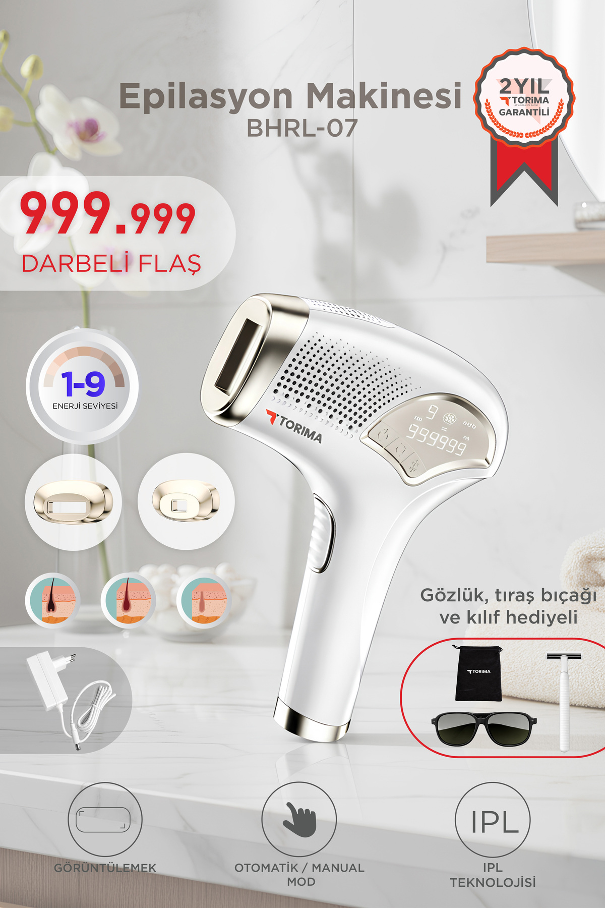 Torima Ipl Buz Başlıklı Lazer Epilasyon 999.999 Atım Dokunmatik Ekran Vücut Lazer Cihazı - Fiyatı, Yorumları