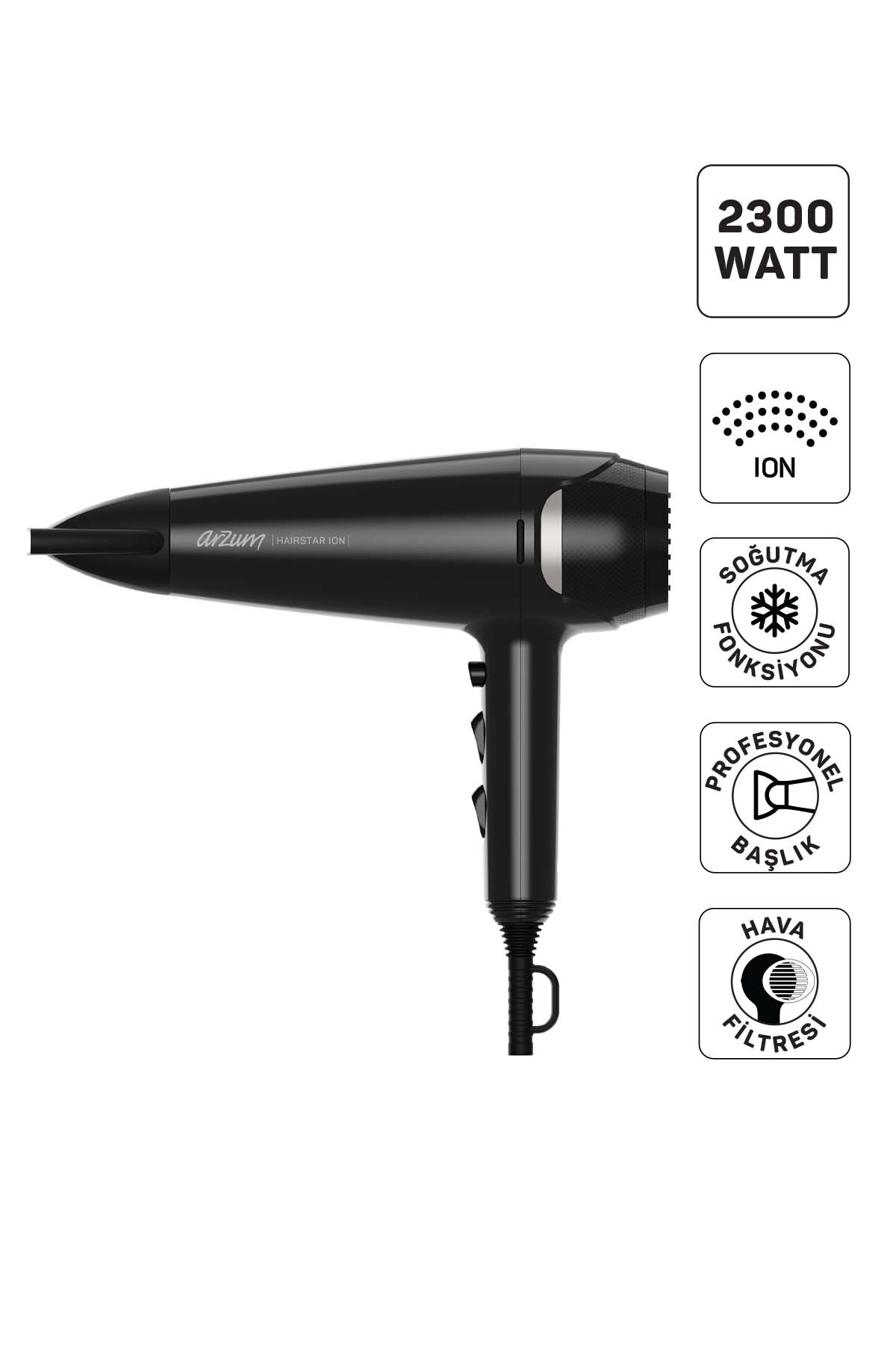 AR5138 Hairstar Ion Hair Dryer 2300W, 2 Speeds, 3 Heat Adjustments, Black