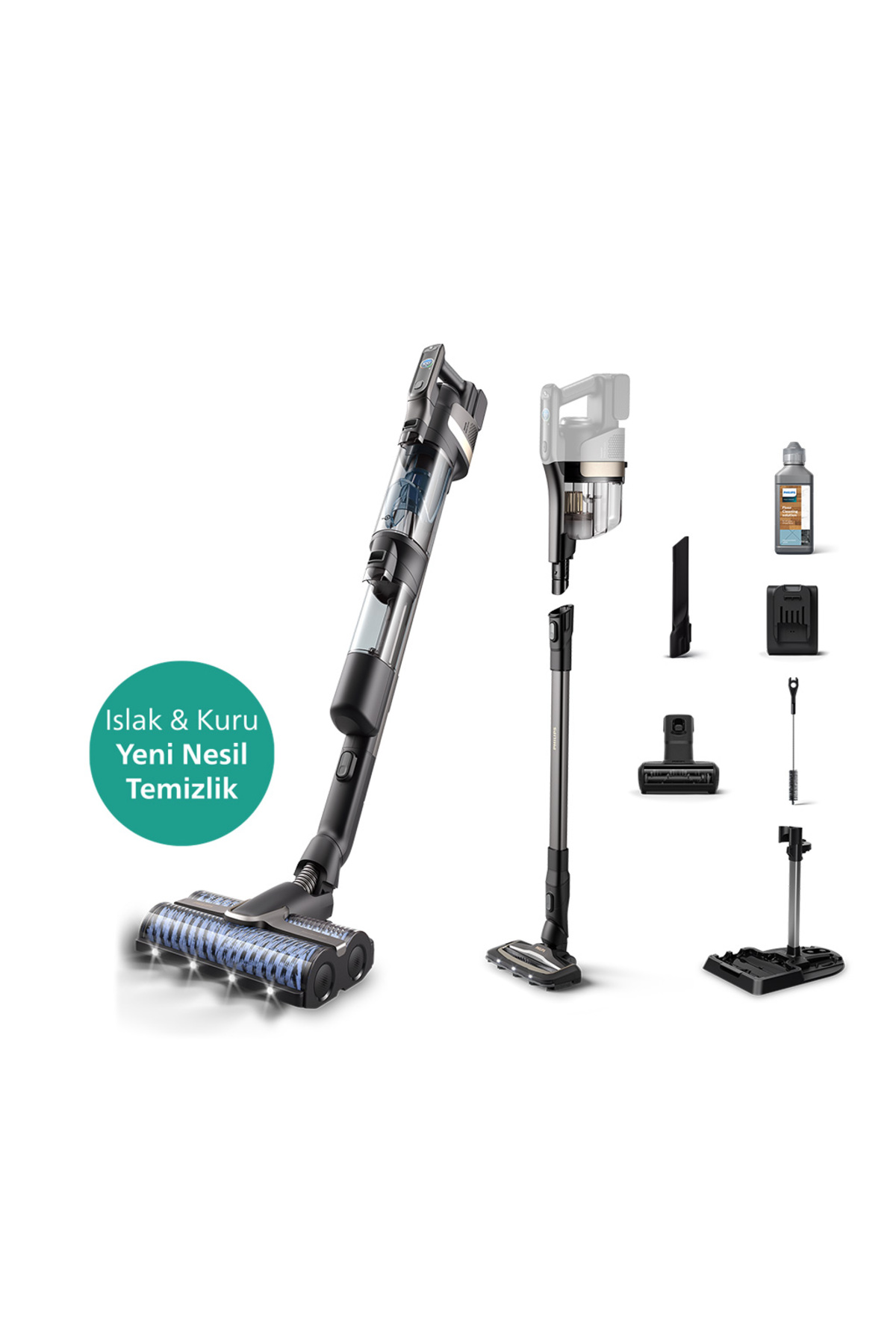 9000 Series AquaTrio Cordless Vertical Vacuum Cleaner, AquaSpin Head, PowerCyclone Aqua, XW9463/11