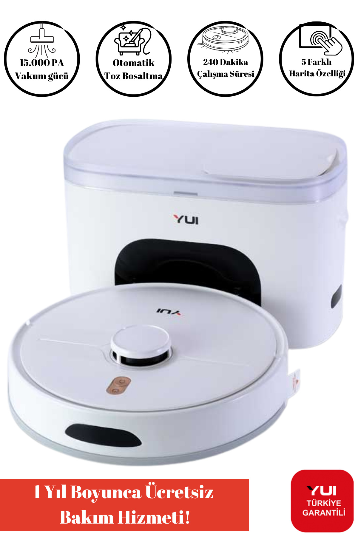 RS16 Pro 15.000 Pa Intelligent Robot Vacuum & Mop Vacuum Cleaner White (YUI TURKEY GUARANTEED)